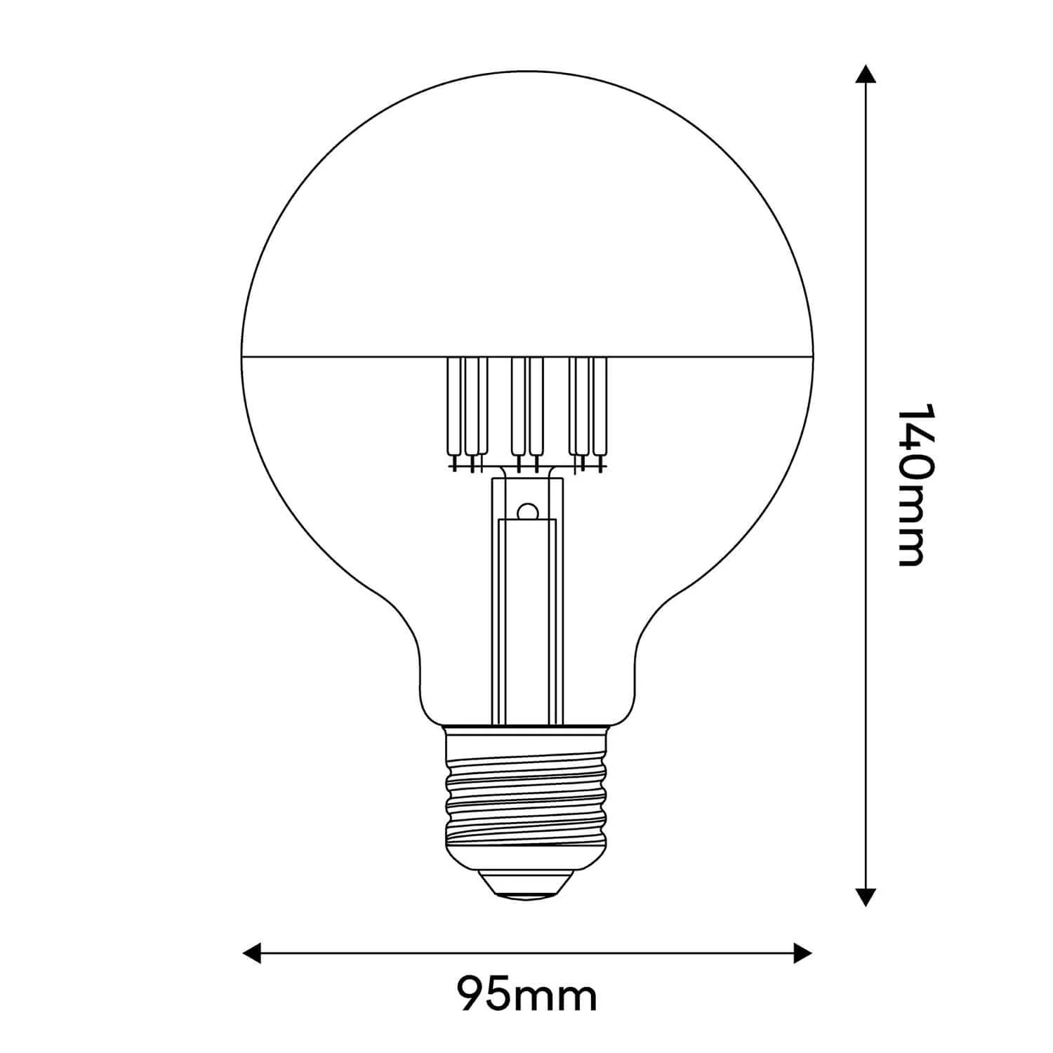 LED Light bulb Half Sphere Gold Globe G95 7W 650Lm E27 2700K Dimmable - A14 - Image 3