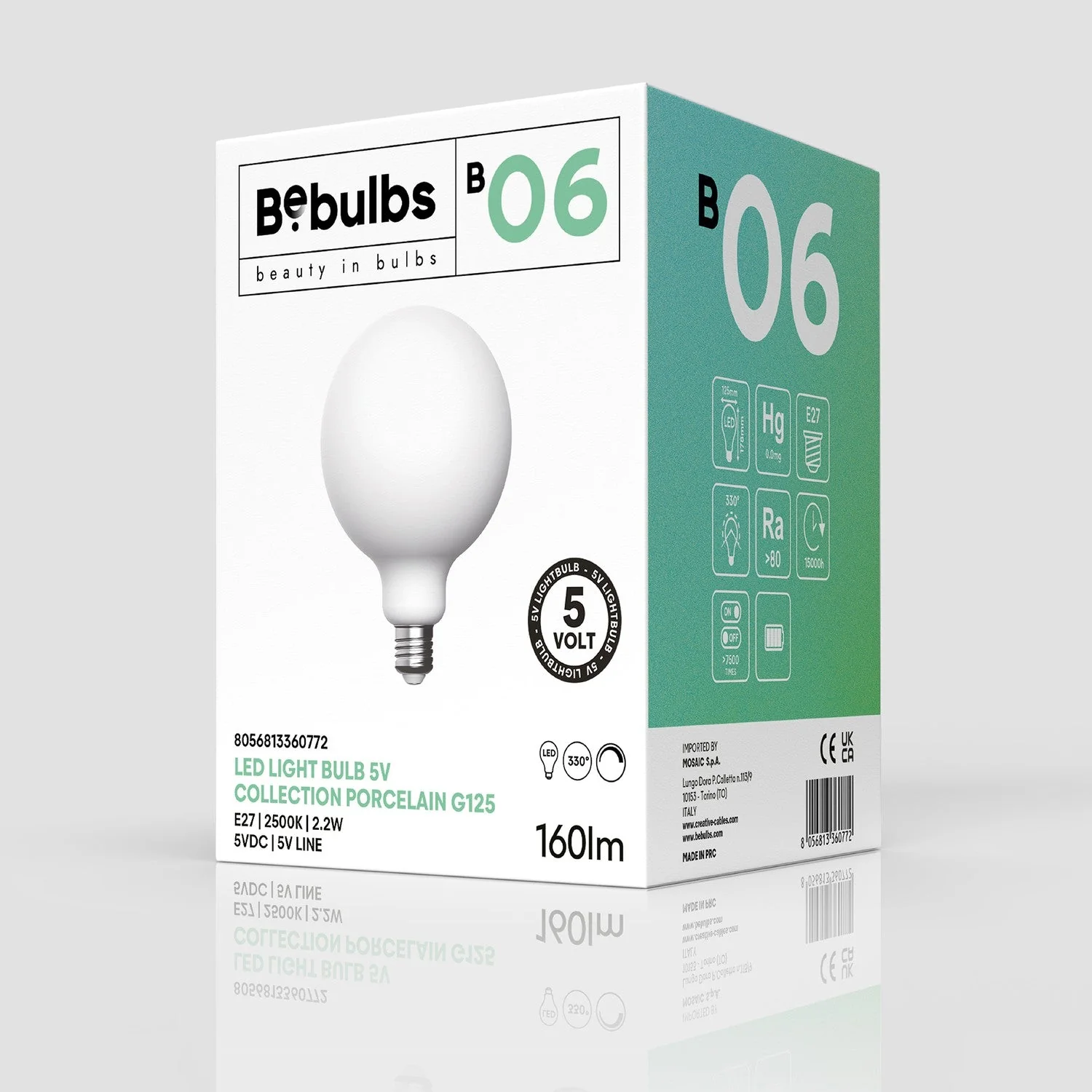 LED Light bulb Porcelain Linea 5V Globe G125 2.2W 160Lm E27 2500K Dimmable - B06 - Image 4