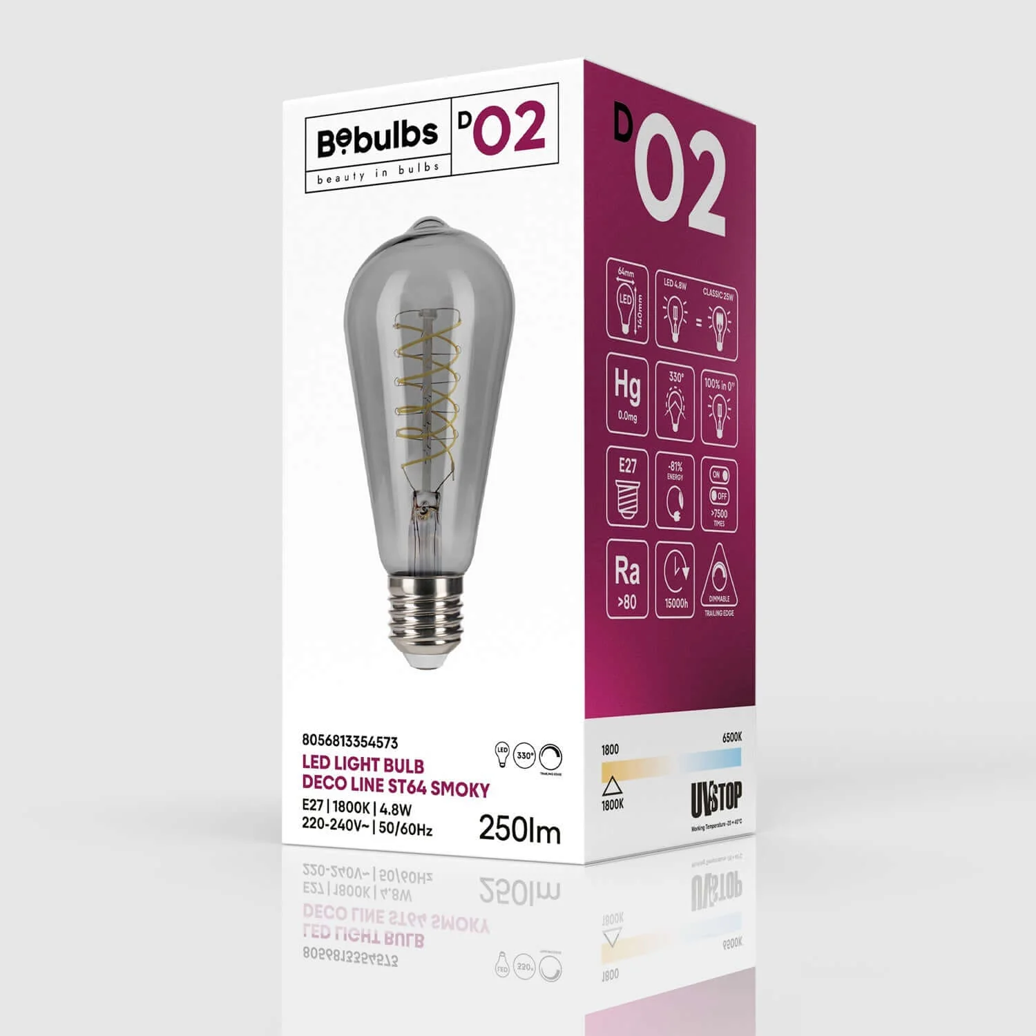 Smoky Edison LED light bulb ST64 4.8W 250Lm E27 1800K Dimmable - D02 - Image 4