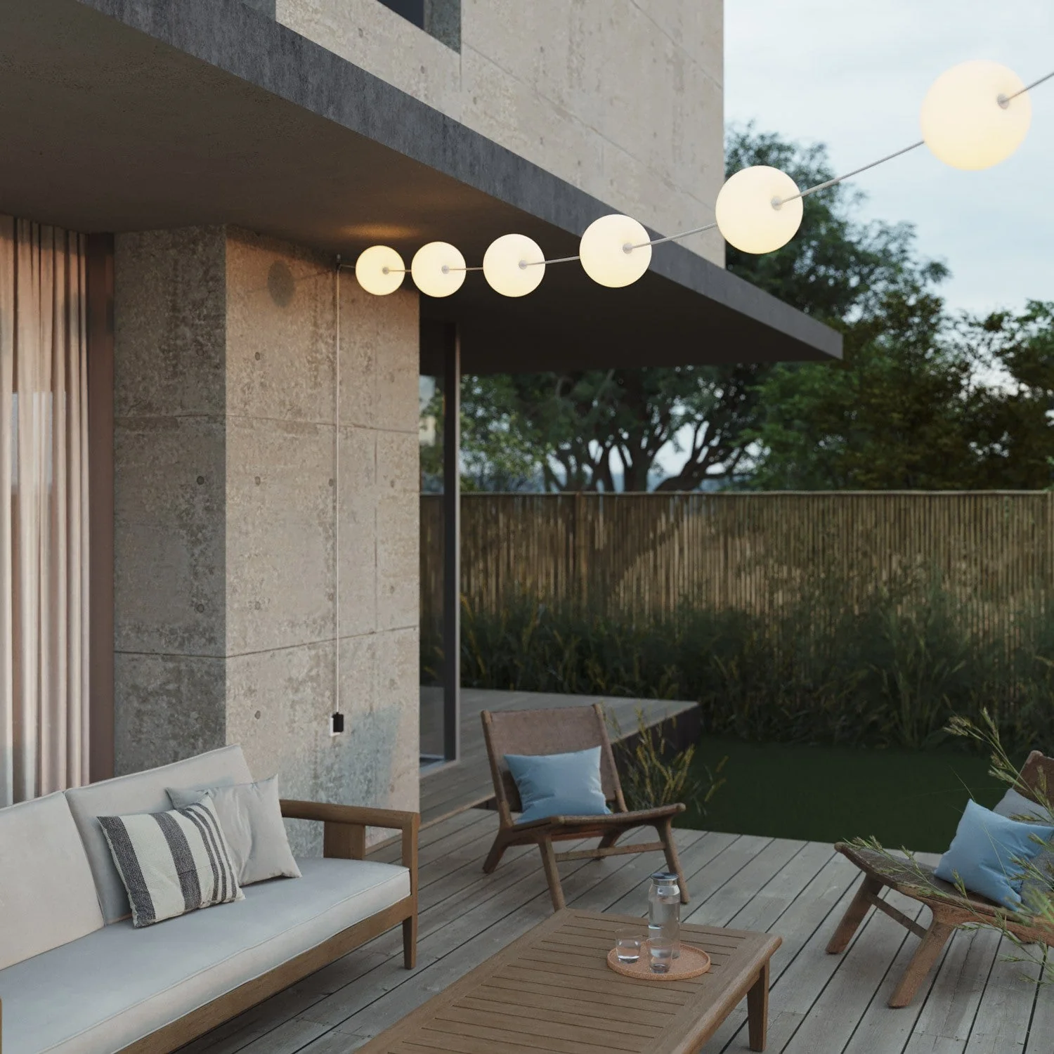 Outdoor light chain with 6 light points IP67 Sand White - Marina6 Cherry - Image 2