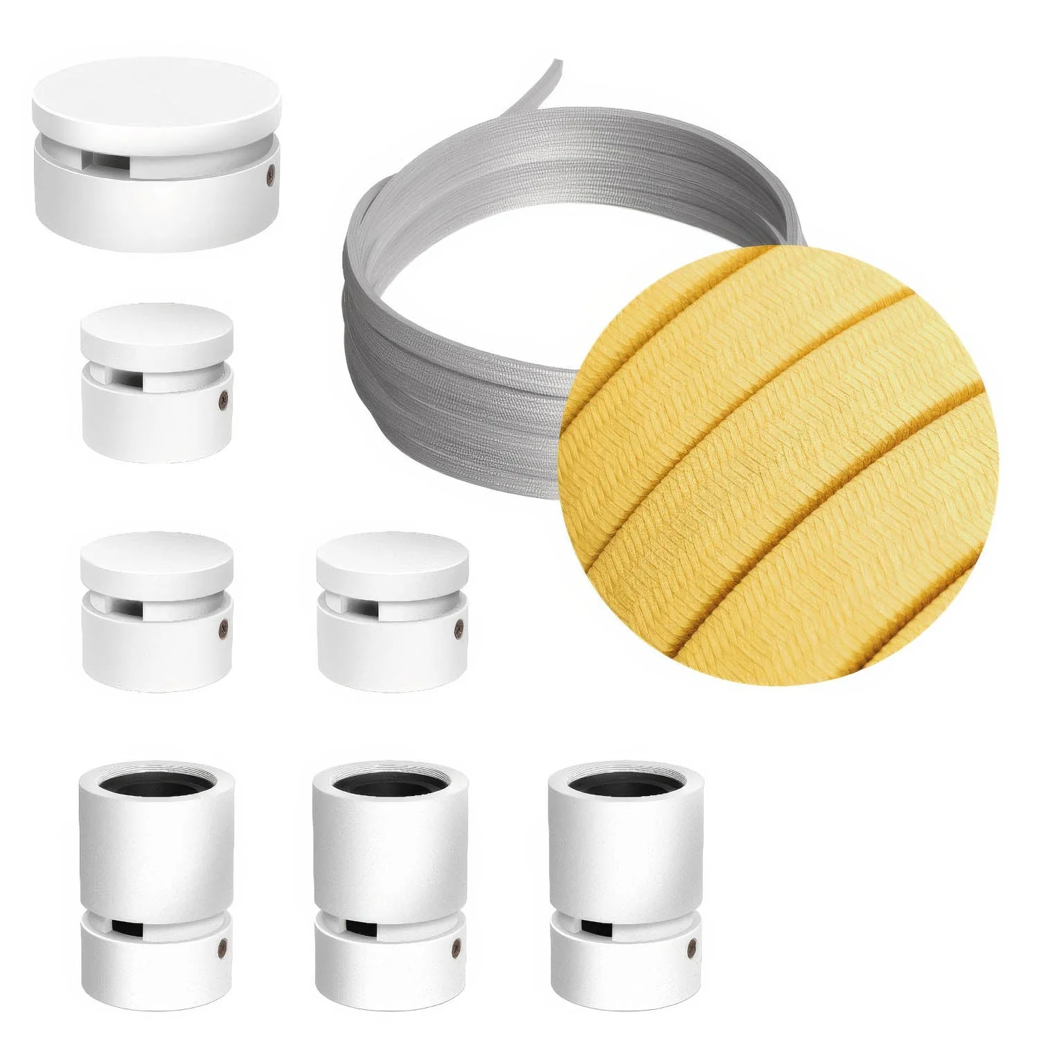 Filé Linear Kit System - with 5 m CM10 cord for string lights and 7 white painted wooden components for indoor use
