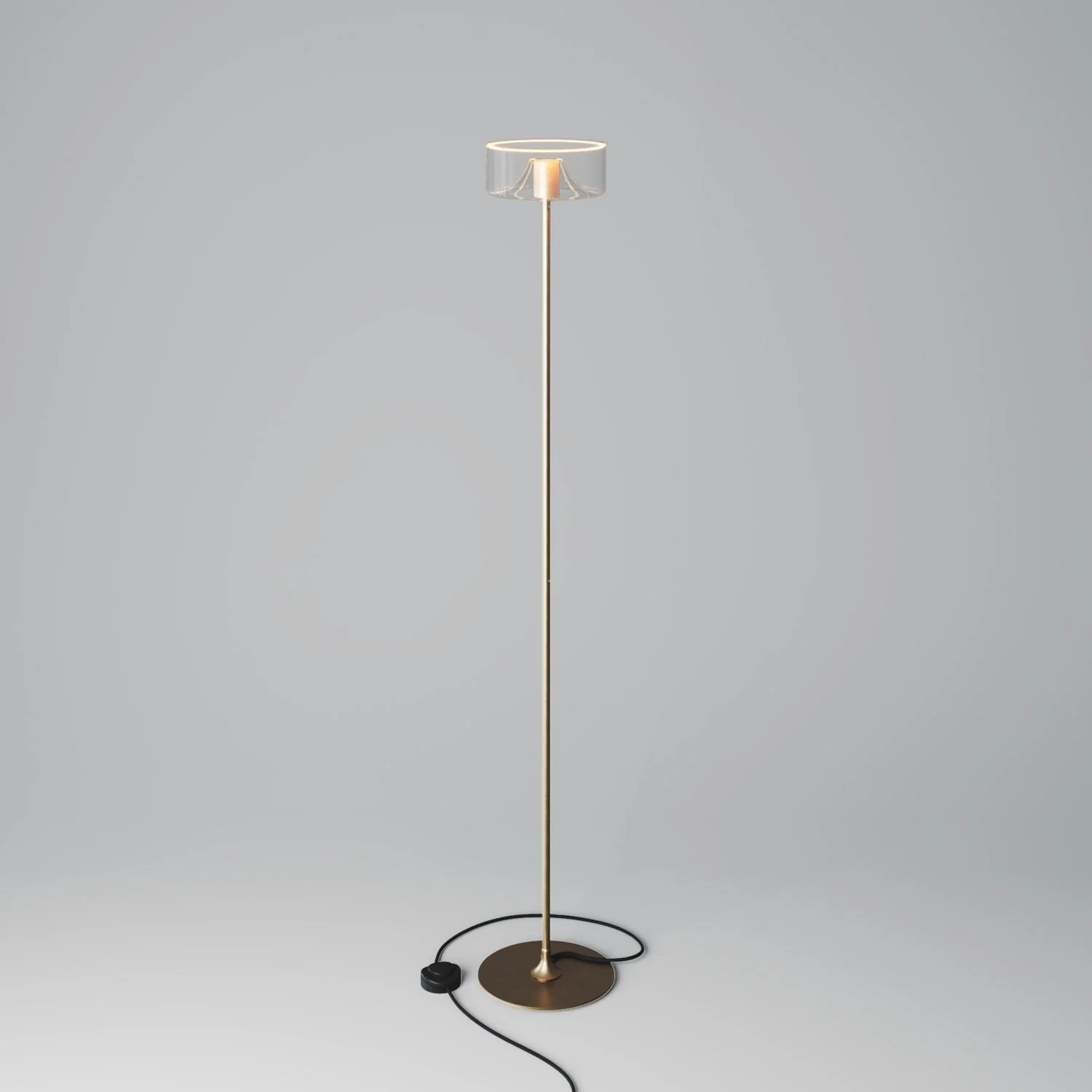 MAG-Y floor lamp with round metal base and Ghost LED bulb - Brushed bronze