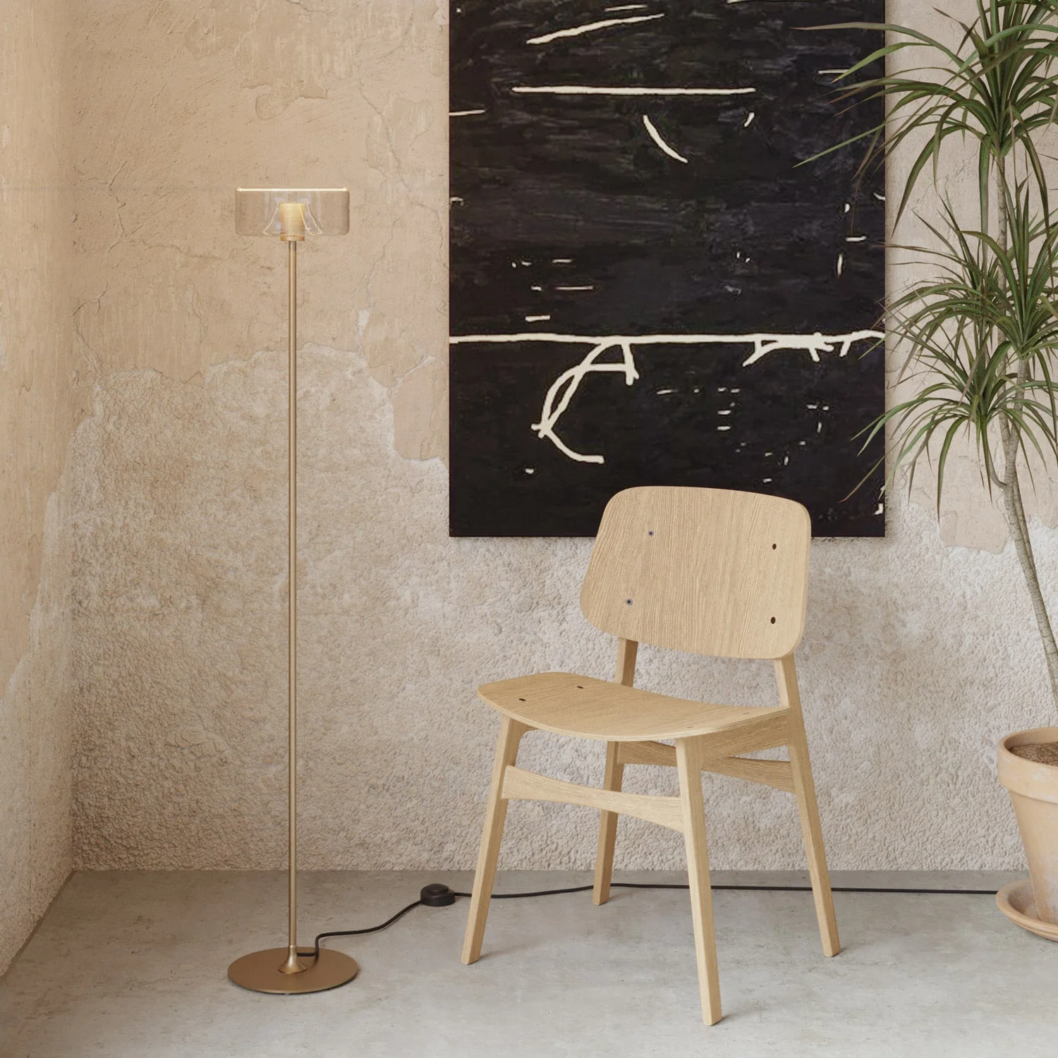 MAG-Y floor lamp with round metal base and Ghost LED bulb - Brushed bronze - Image 2
