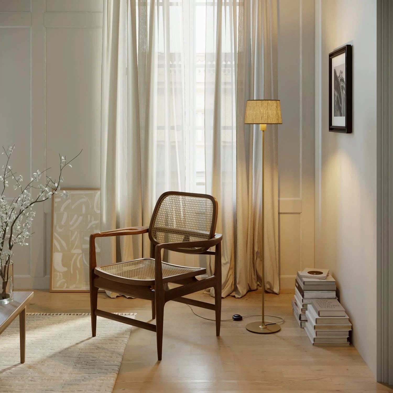 MAG-Y floor lamp with round metal base, Athena lampshade, and UK plug - Satin bronze - Image 2