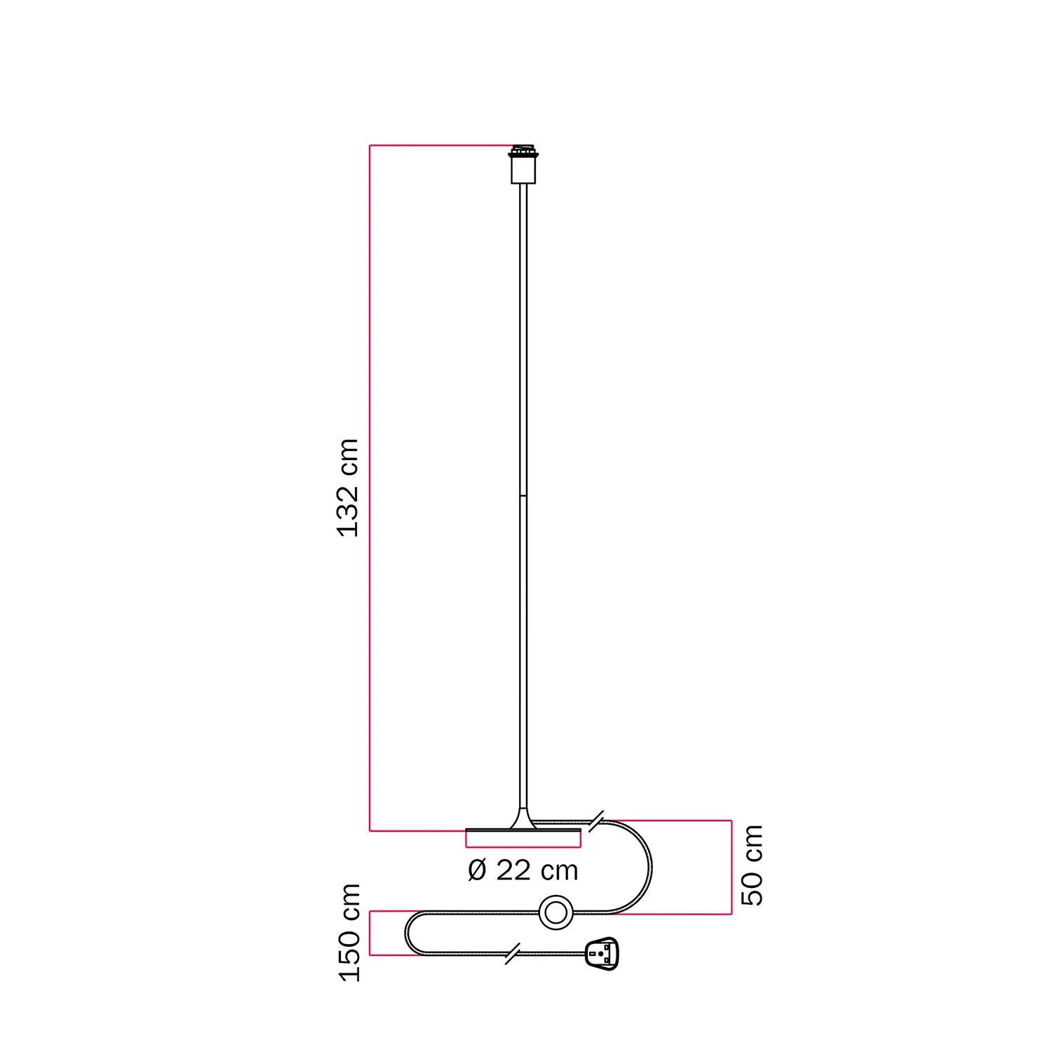 MAG-Y floor lamp with round metal base, designed for lampshade and UK plug - Matte white - Image 4