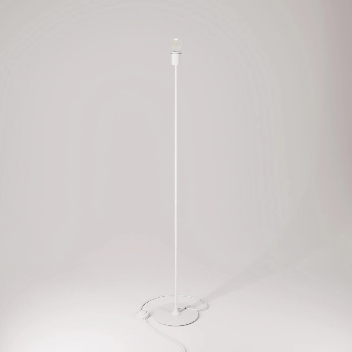 MAG-Y floor lamp with round metal base and fitting for lampshade - Matt white - Image 3