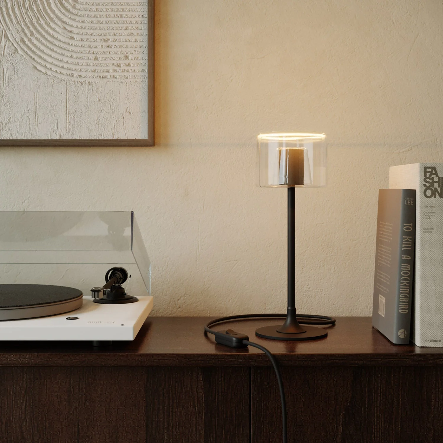 MAG-Y table lamp with round metal base and clear Ghost G03 bulb - Black - Image 2