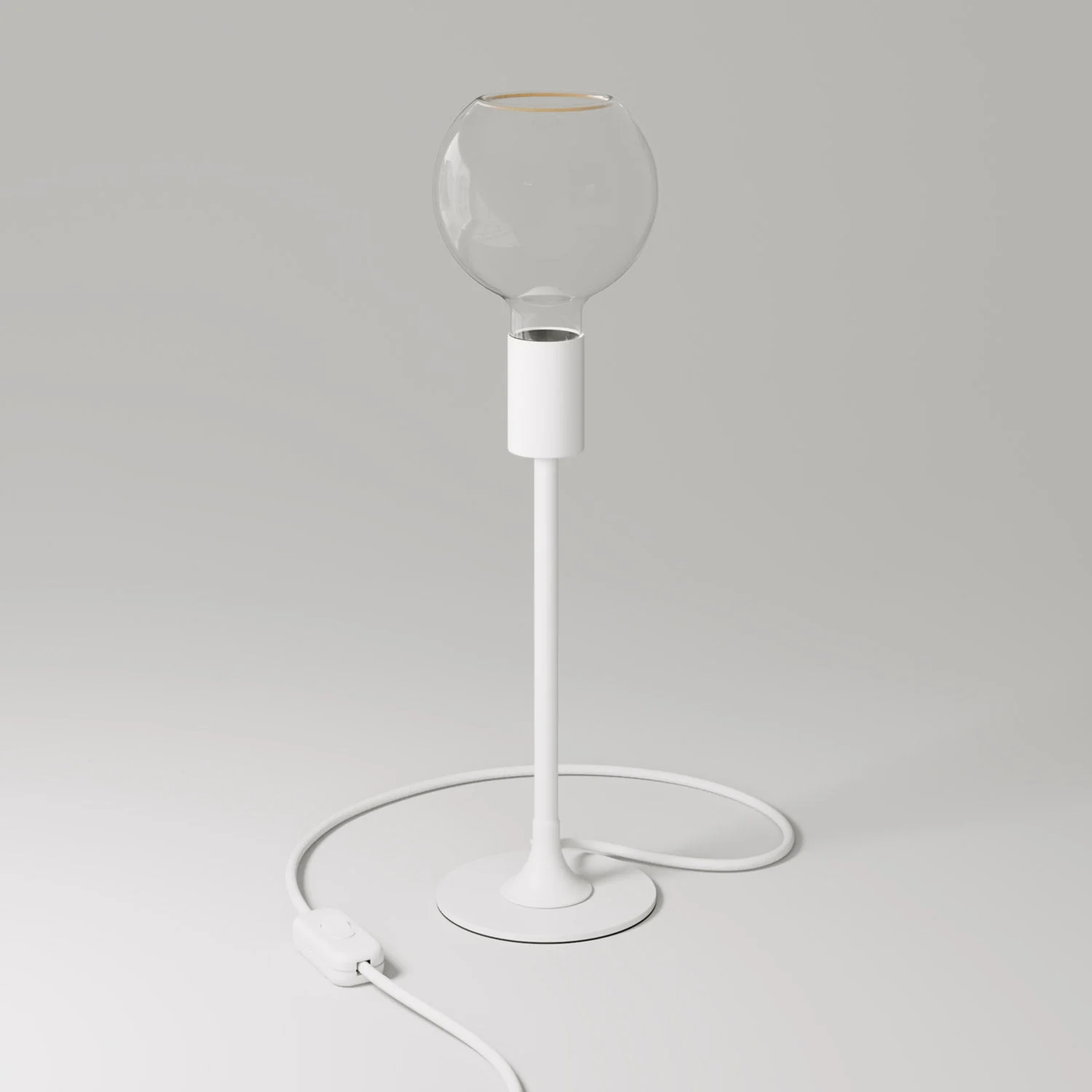 MAG-Y table lamp with round metal base and clear Ghost G05 bulb - Matt white - Image 3