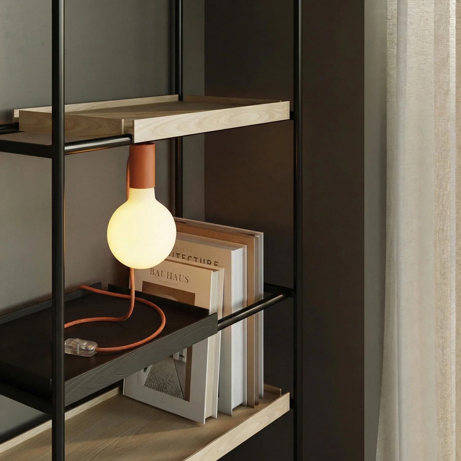 Magnetic plug-in lamp with E27 fitting and UK Plug - Orange - Image 2
