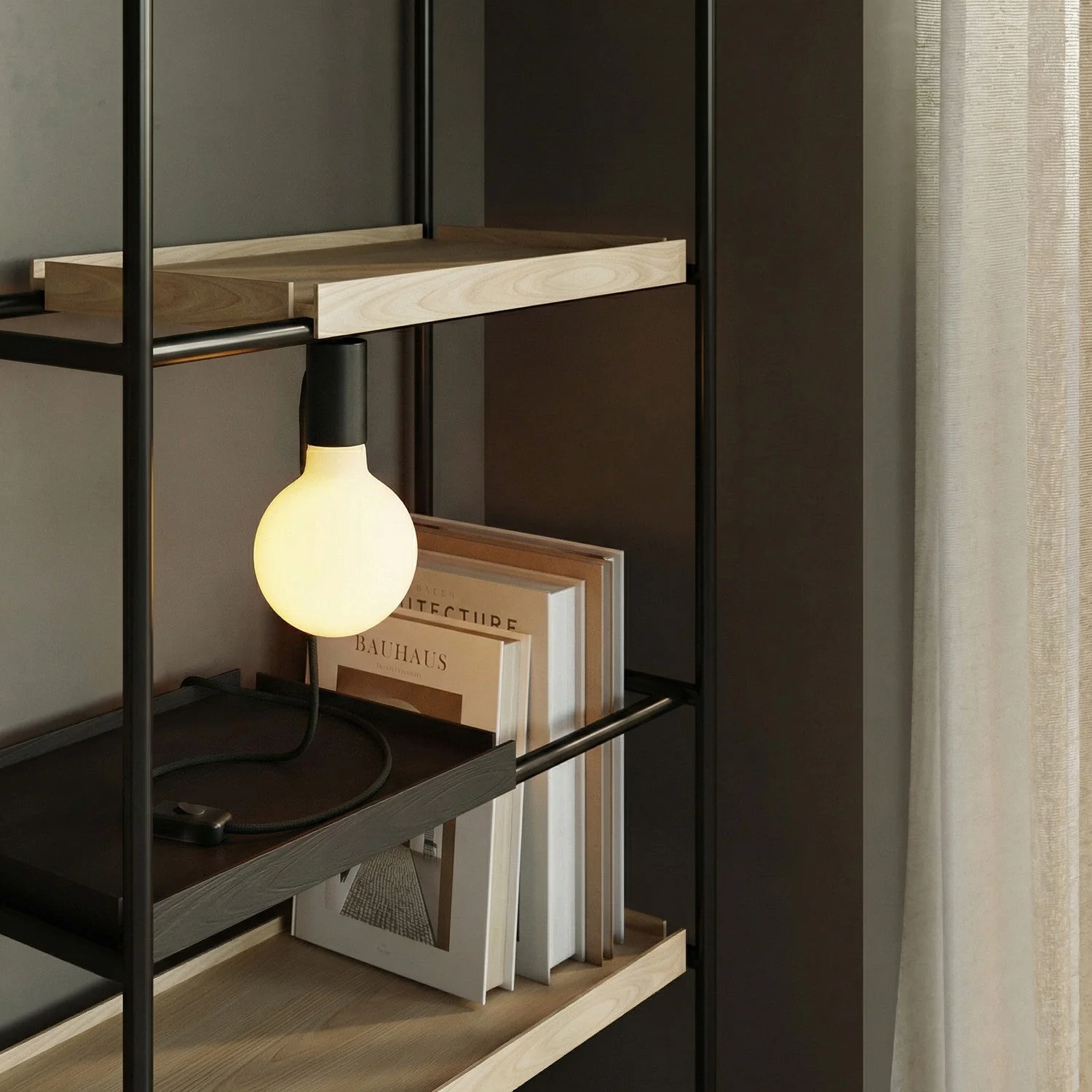Magnetic plug-in lamp with E27 socket and UK Plug - Black - Image 2