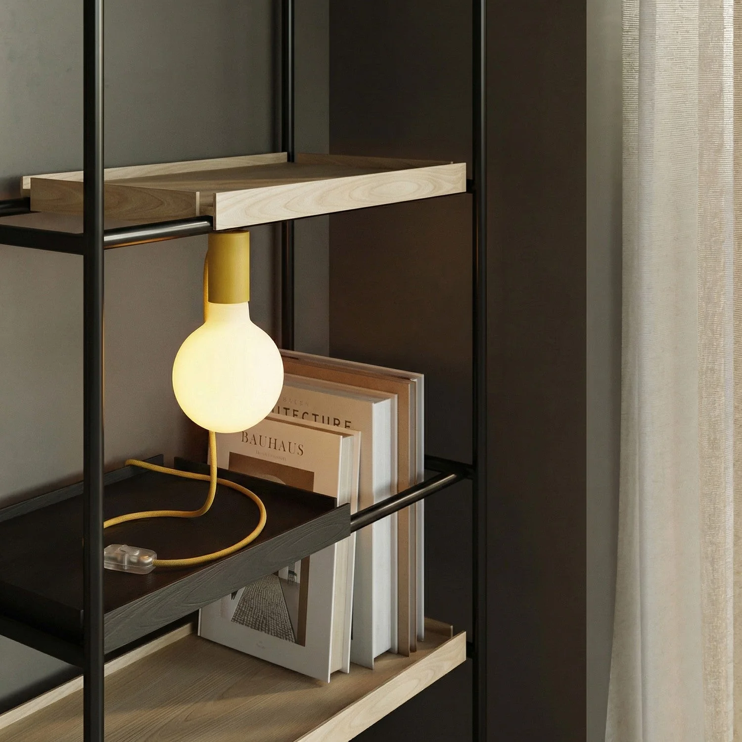 Magnetic plug-in lamp with E27 fitting and UK Plug - Yellow - Image 2