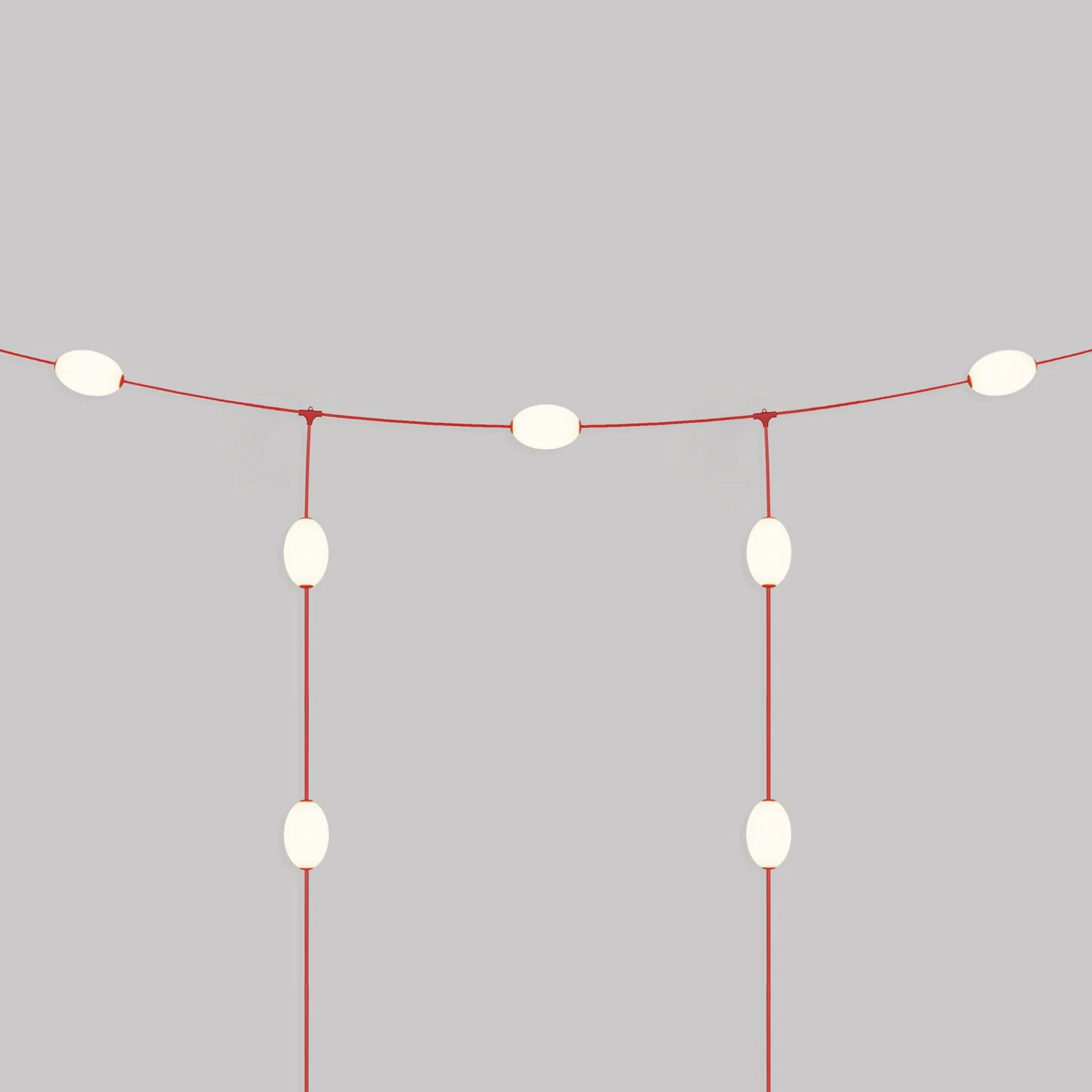 Outdoor grid string light with 7 light points, IP67, Starfish Red with UK plug - Marina GRID