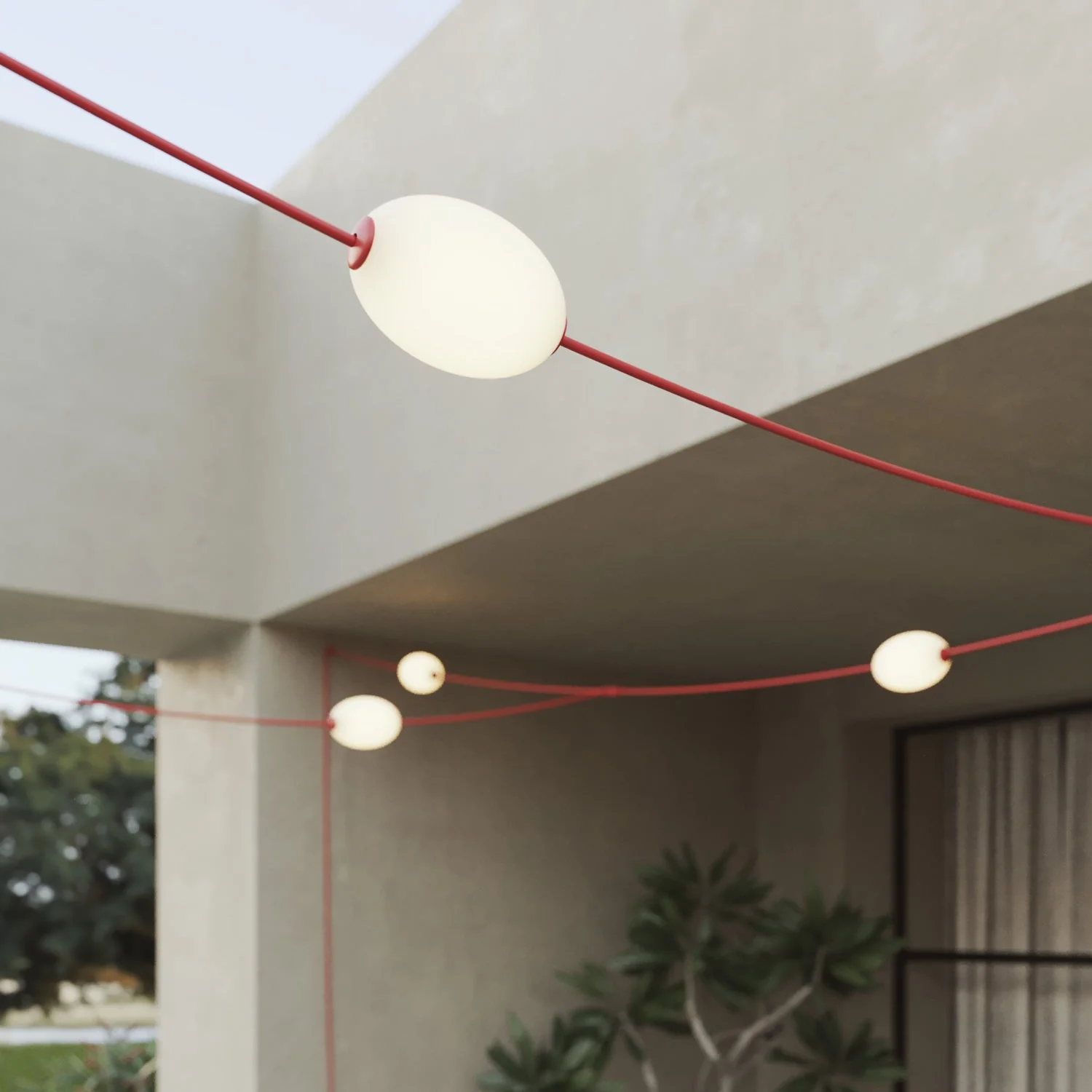 Outdoor grid string light with 7 light points, IP67, Starfish Red with UK plug - Marina GRID - Image 5
