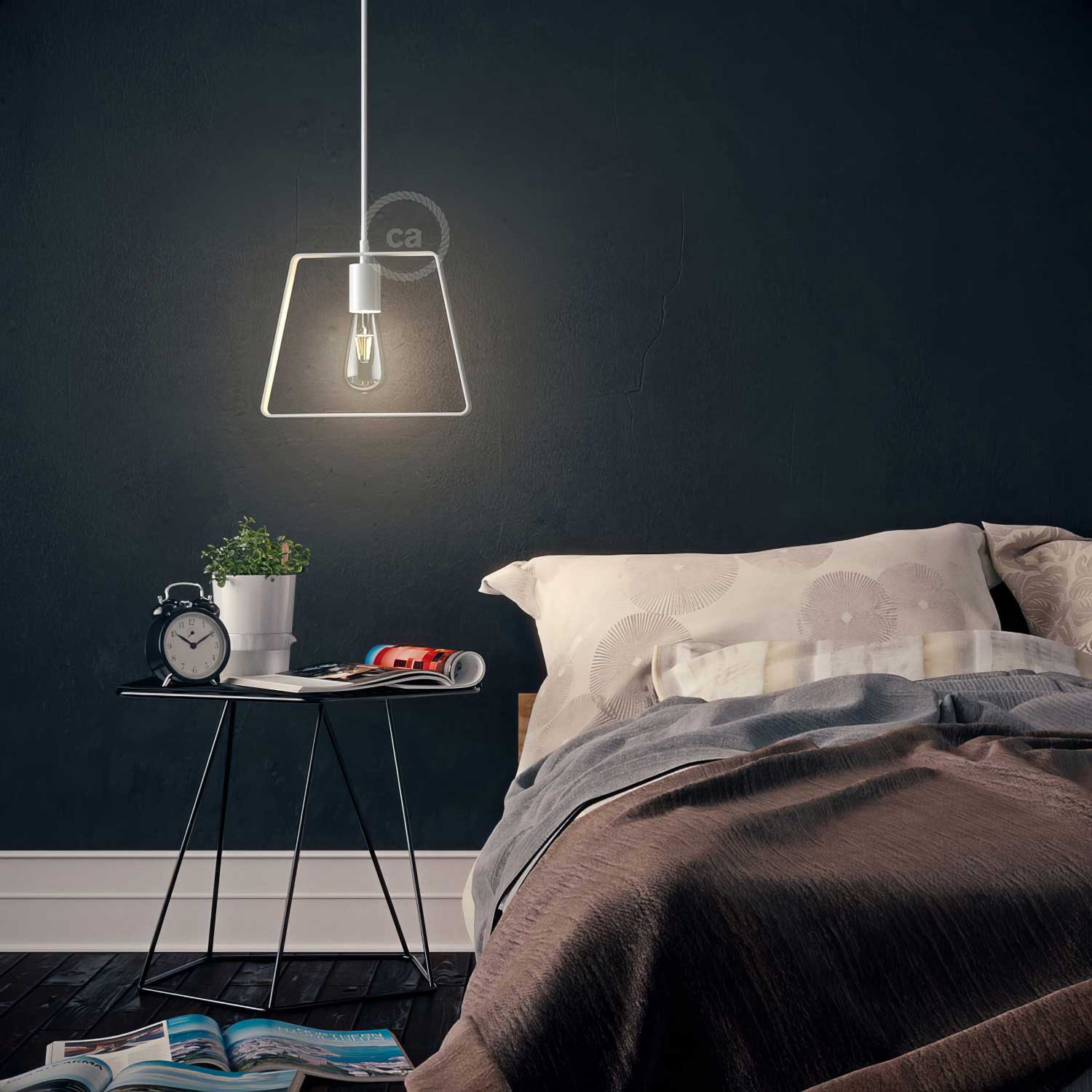 Duedì metal base lampshade with metal socket cover and E26 socket - White - Image 2