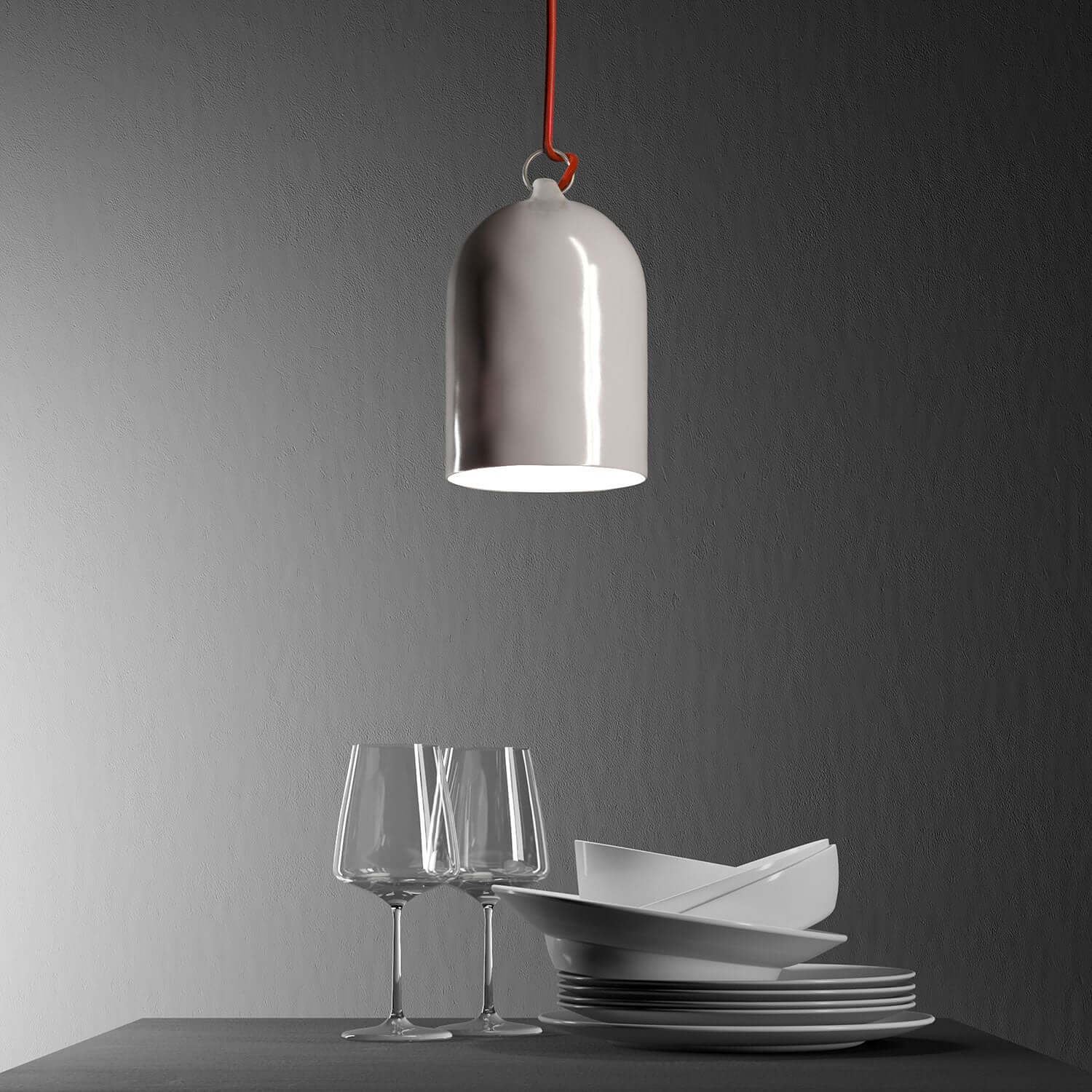 Campana Mini, XS ceramic lampshade for pendant light - Made in Italy - Glossy white - Image 3
