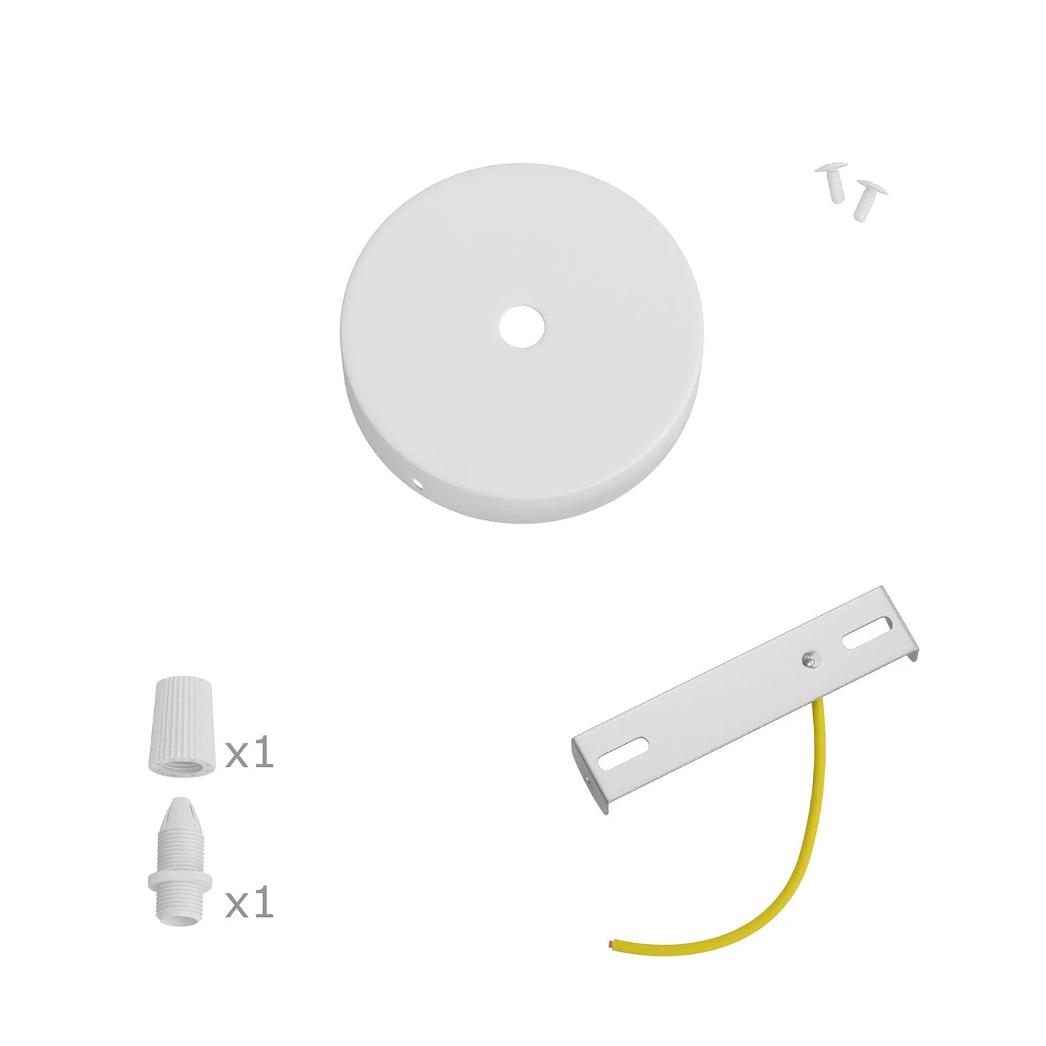 Mini cylindrical ceiling canopy kit in metal with 1 central hole - Matte white - Image 3