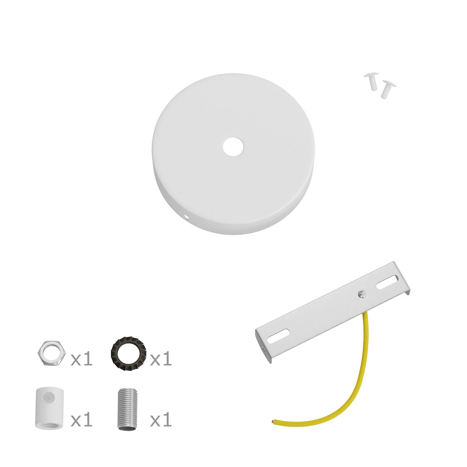 Mini cylindrical ceiling canopy kit in metal with 1 central hole - Matte white - Image 7