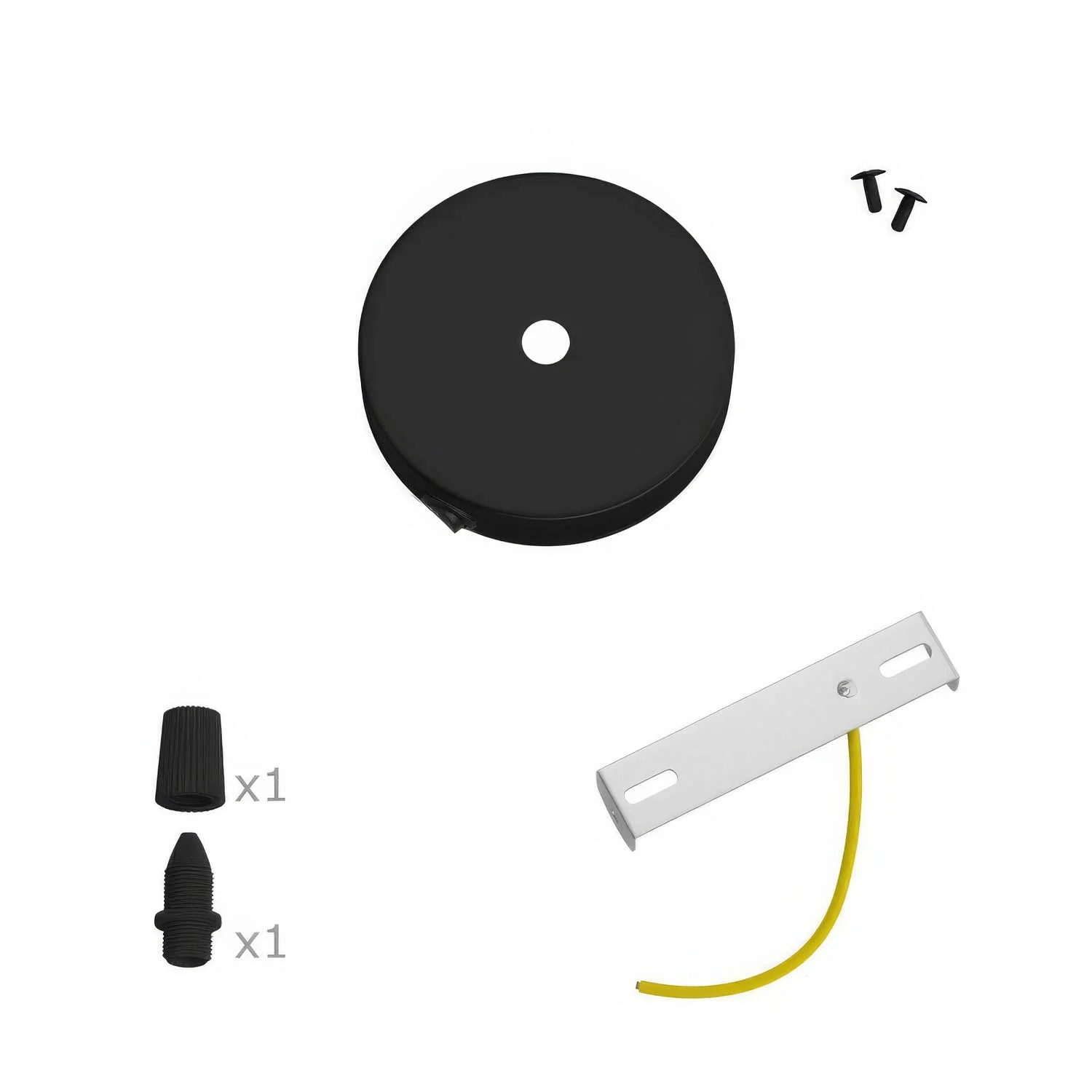 Mini cylindrical ceiling canopy kit in metal with switch - Black - Image 3