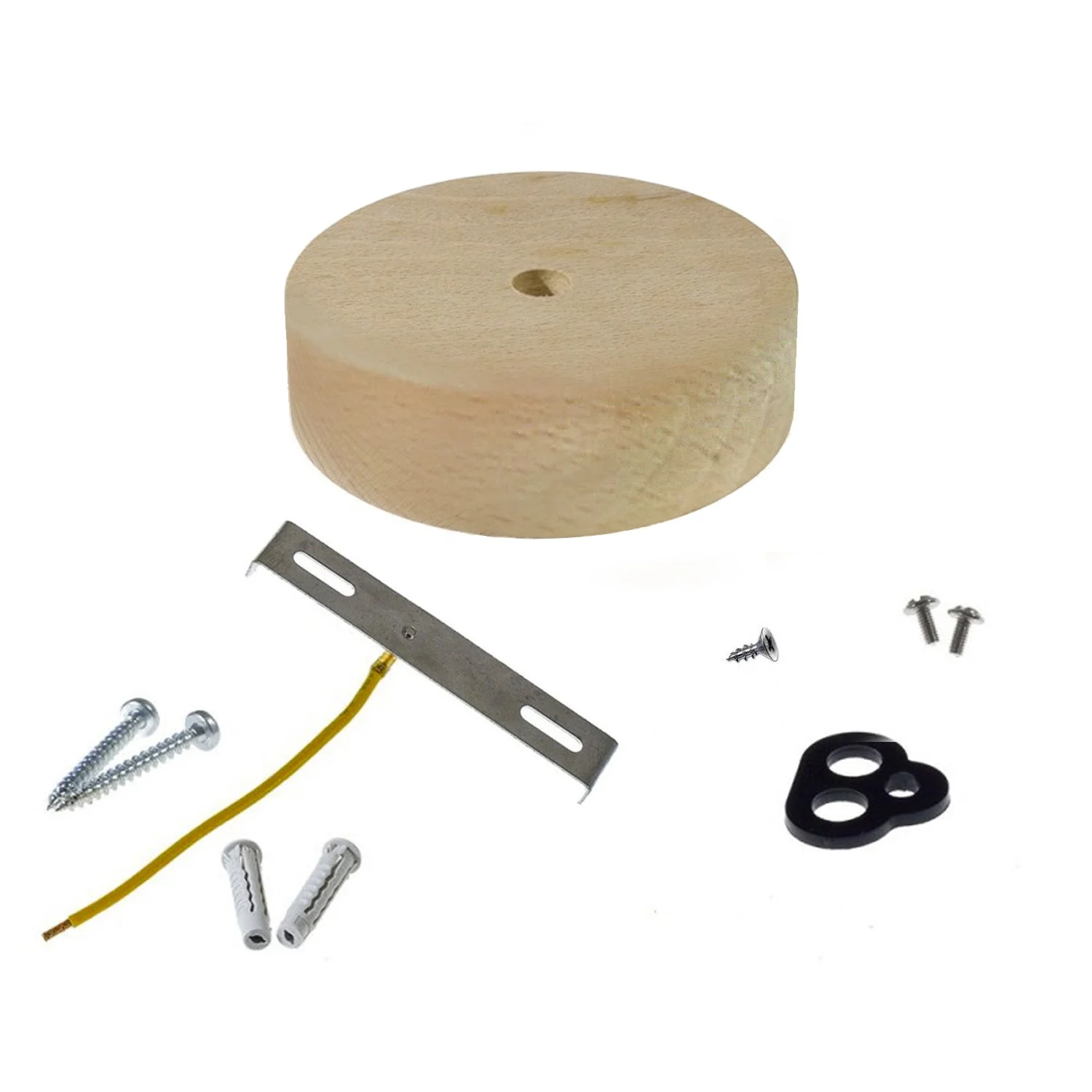 Mini ceiling canopy kit, cylindrical wood, 1 central hole - Neutral - Image 3