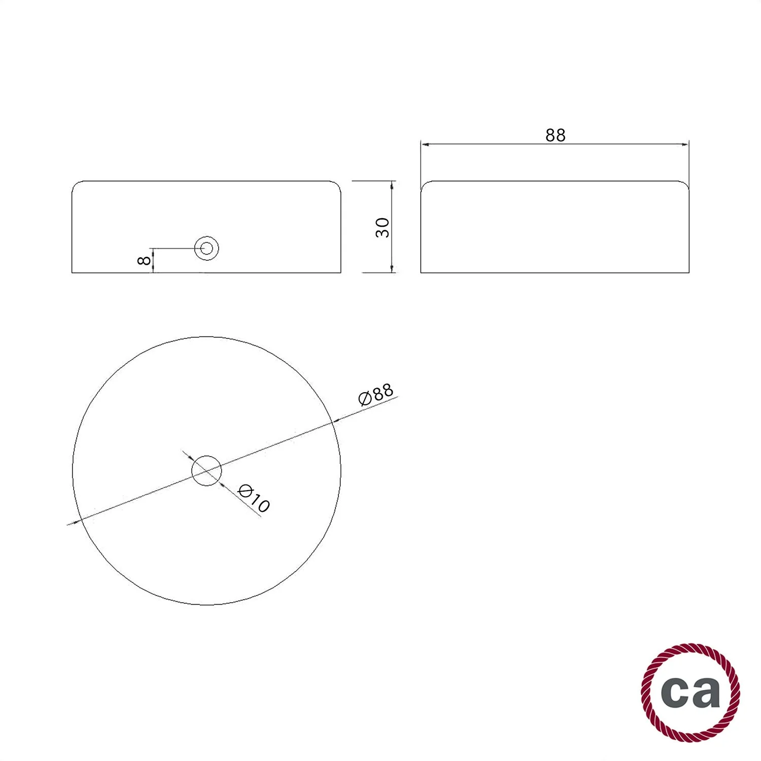 Mini ceiling canopy kit, cylindrical wood, 1 central hole - Neutral - Image 4