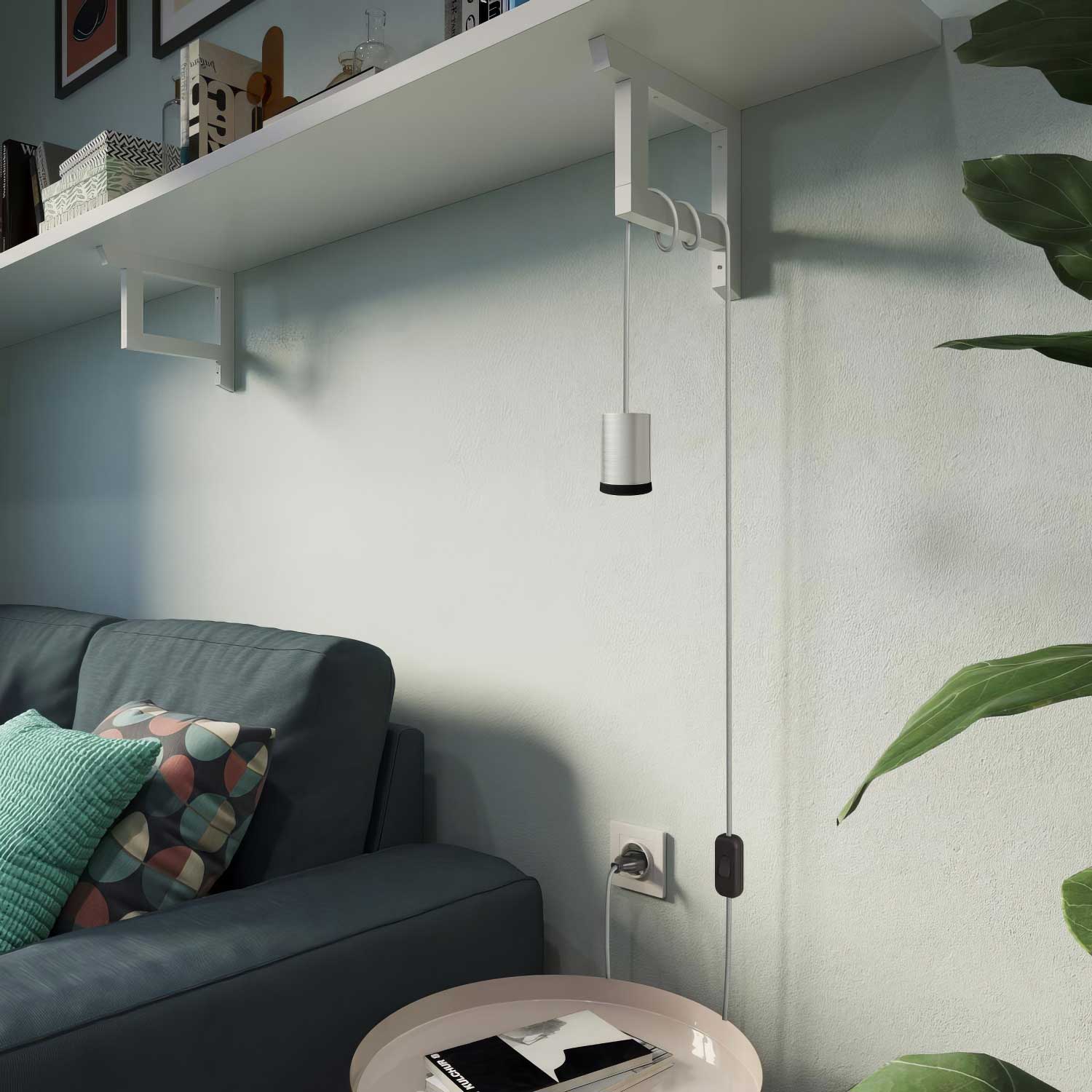 Mini Spotlight GU1d0 lamp with SnakeBis cordset - Satin titanium - Image 2