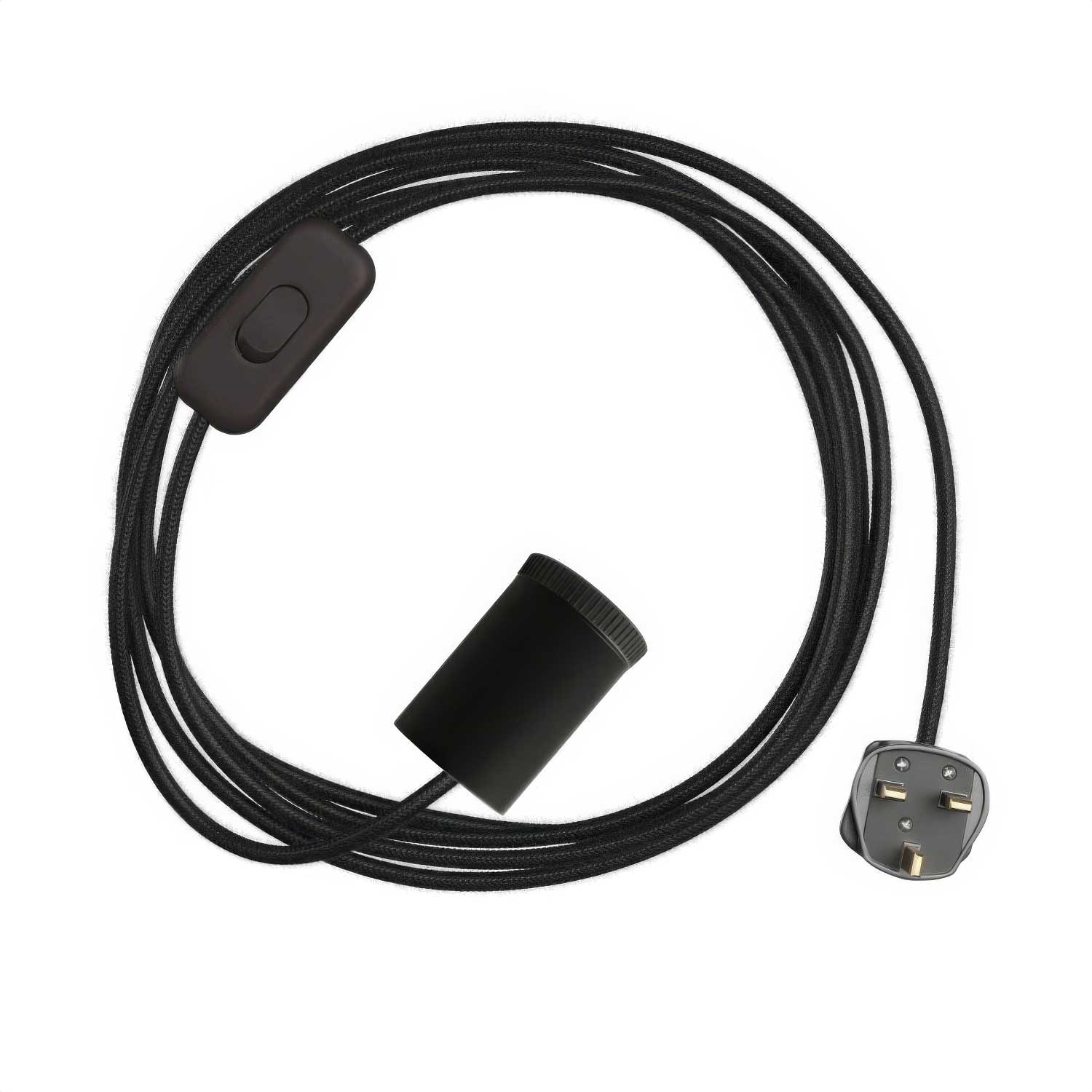 Mini Spotlight GU1d0 lamp with SnakeBis cordset and UK plug - Black