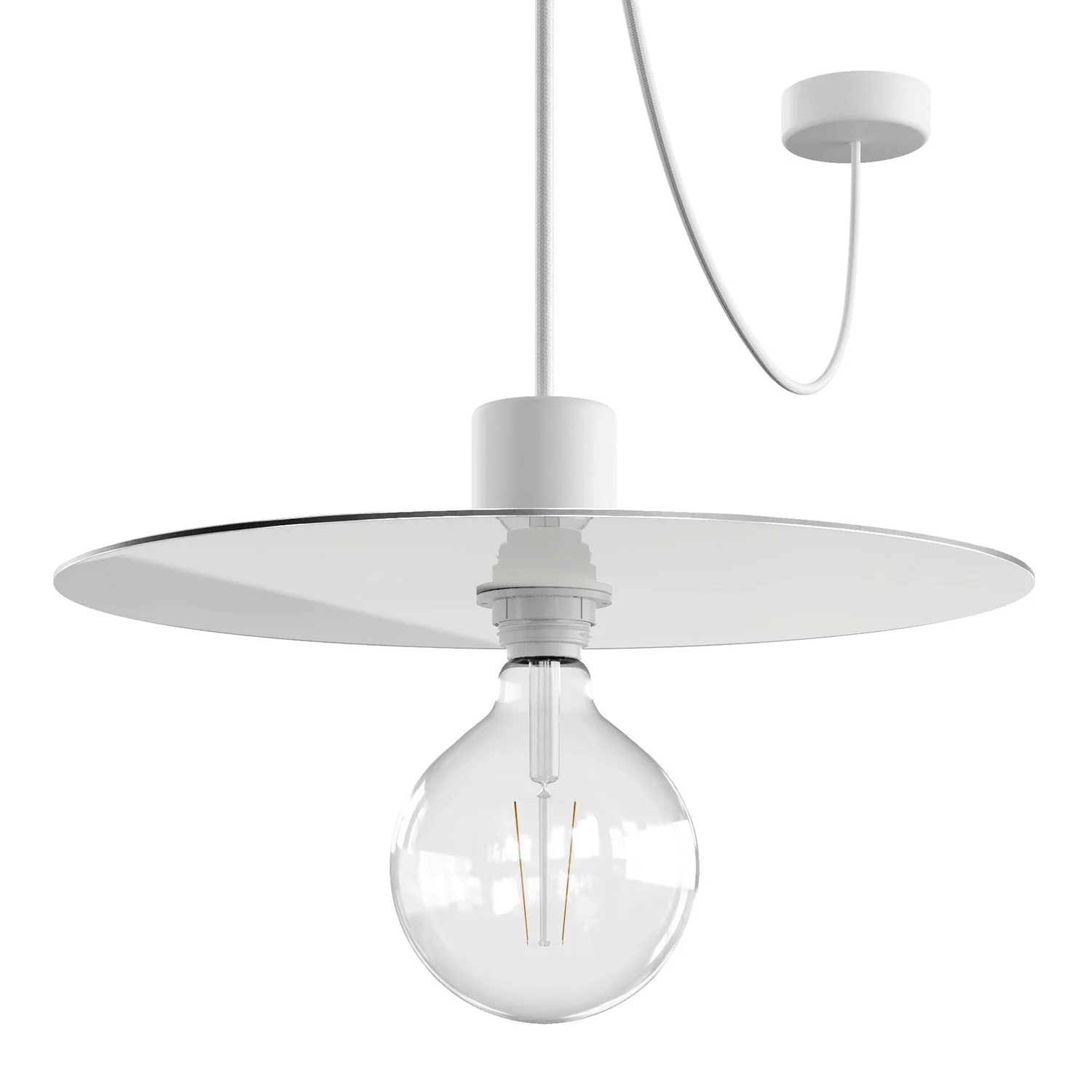 Modulair ELEGANT Lamp with 5 m fabric cord, Ellepì lampshade, ceiling canopy and silicone socket IP65 waterproof - White