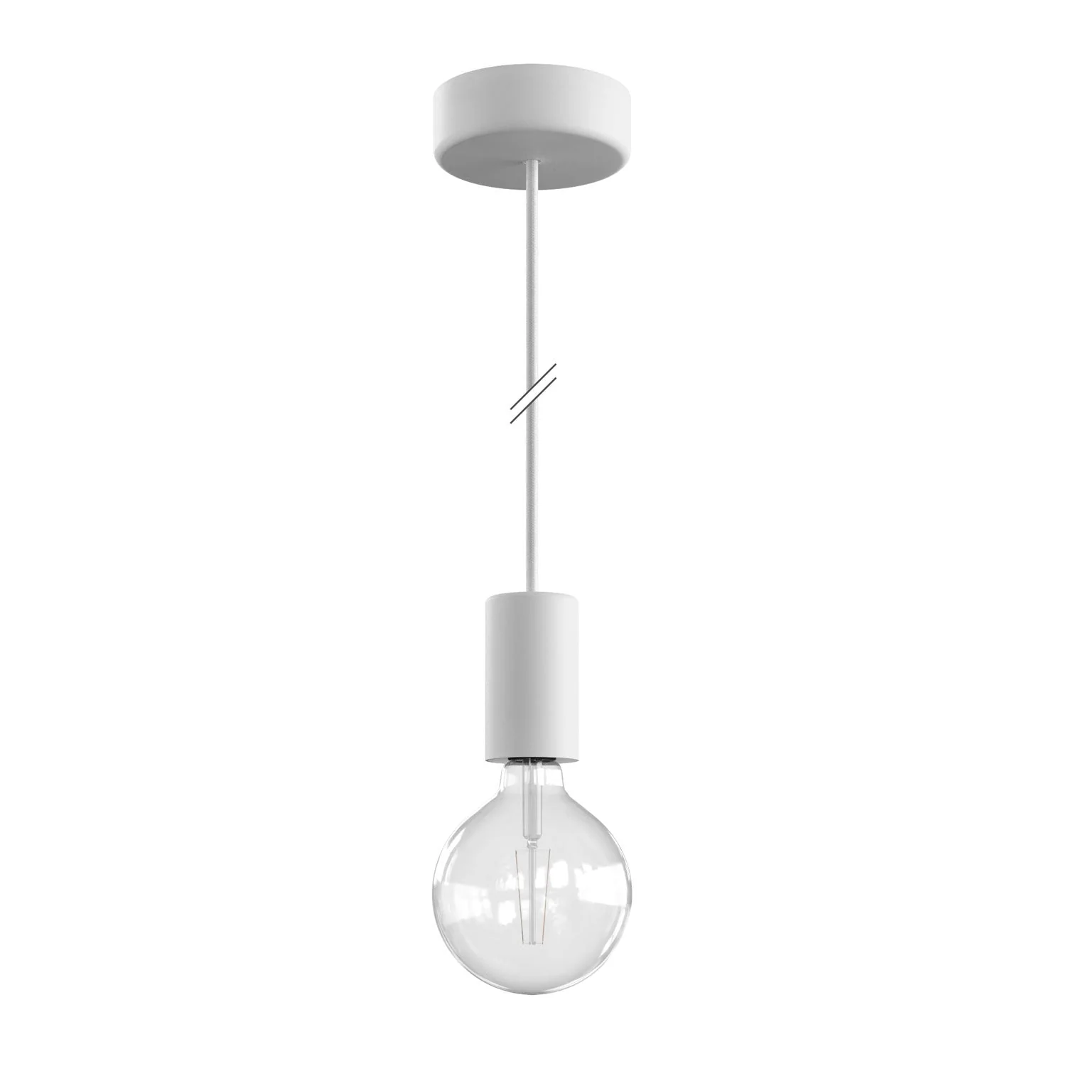Modulair ELEGANT Outdoor lamp with 1.5 m textile cord, ceiling canopy and silicone socket, IP65 waterproof - White