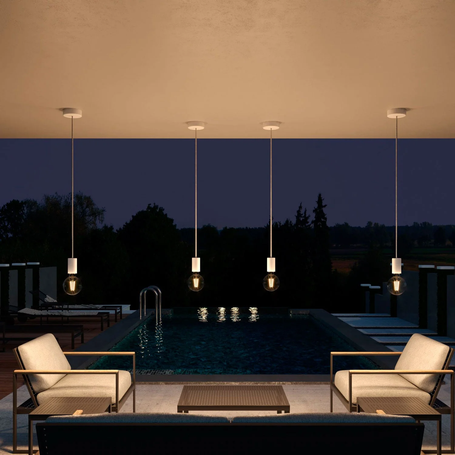 Modulair ELEGANT Outdoor lamp with 1.5 m textile cord, ceiling canopy and silicone socket, IP65 waterproof - White - Image 3