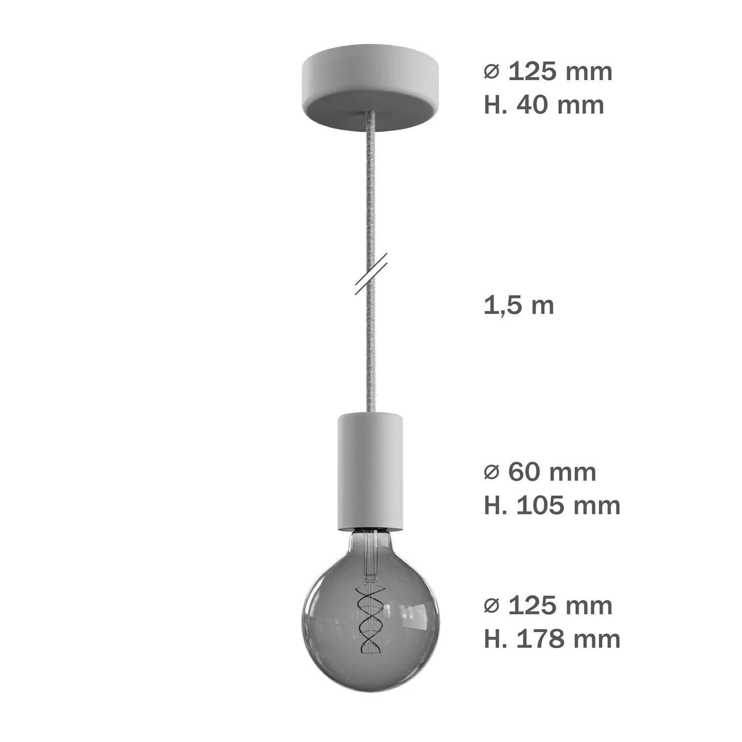 Modulair ELEGANT Outdoor lamp with 1.5 m textile cord, ceiling canopy and silicone socket, IP65 waterproof - White - Image 6