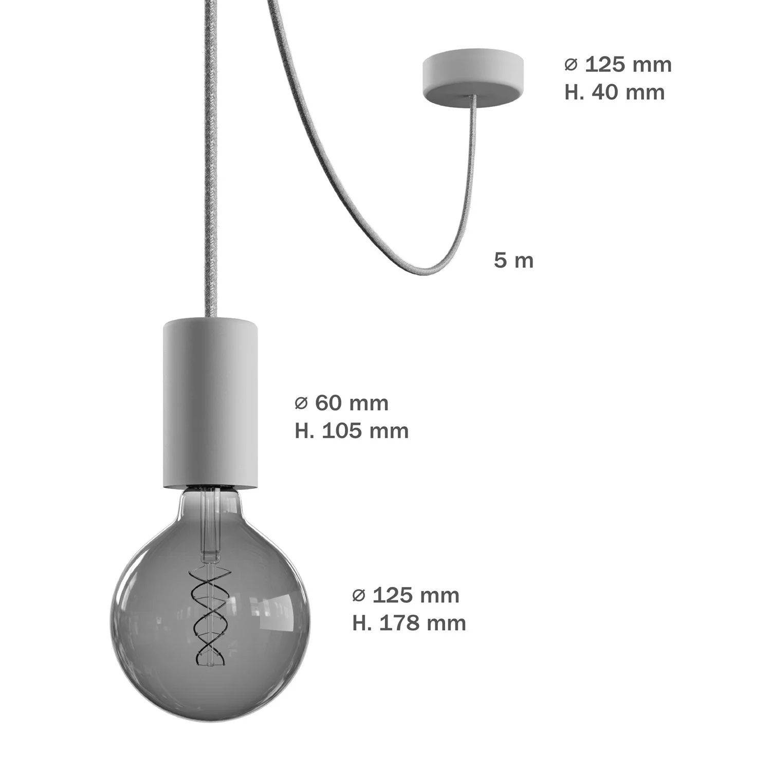 Modulair ELEGANT Outdoor lamp with 5 m textile cord, cable weight, ceiling canopy, and IP65 waterproof socket - Black - Image 6
