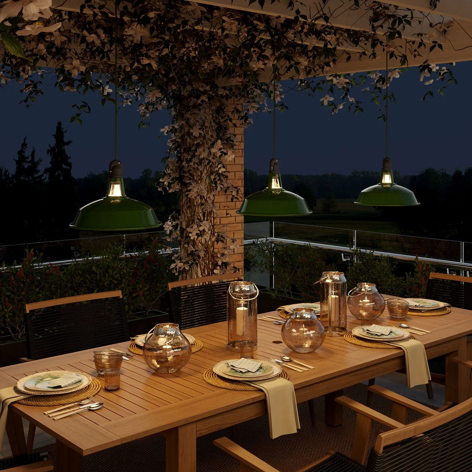 Modulair ELEGANT Outdoor Lamp with lampshade, 5 m cord, silicone ceiling canopy, and IP65 waterproof socket - Green - Image 3