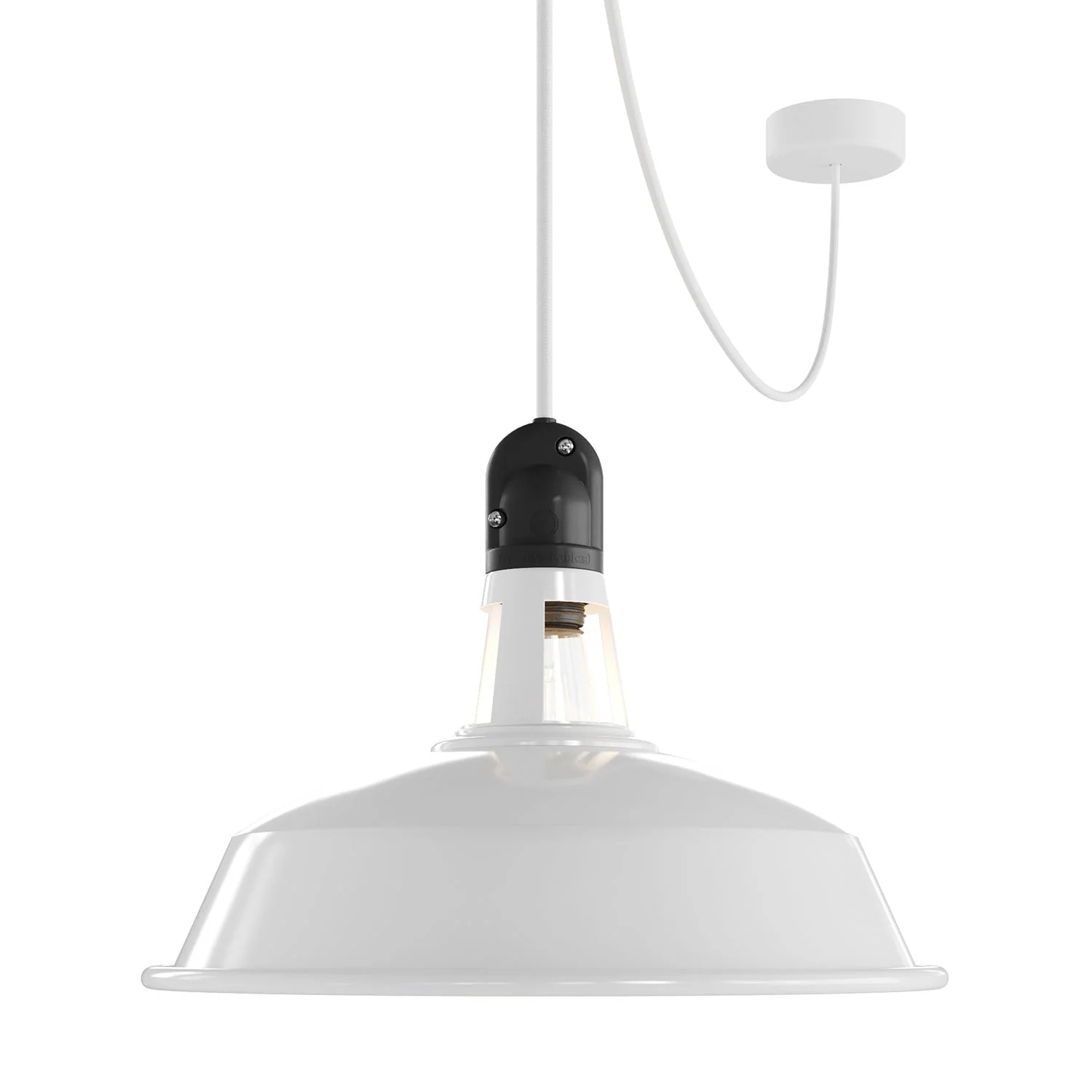 Modulair ELEGANT outdoor lamp with lampshade, 5 m cord, silicone ceiling canopy and IP65 waterproof socket - White