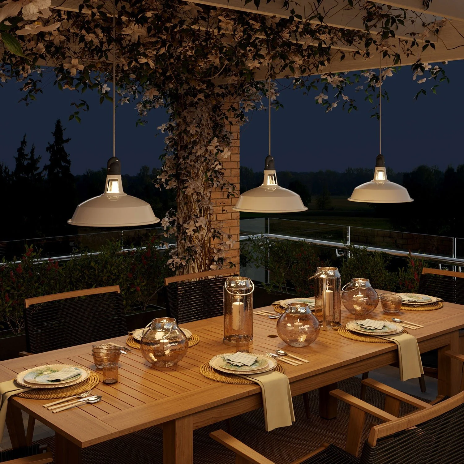 Modulair ELEGANT outdoor lamp with lampshade, 5 m cord, silicone ceiling canopy and IP65 waterproof socket - White - Image 3