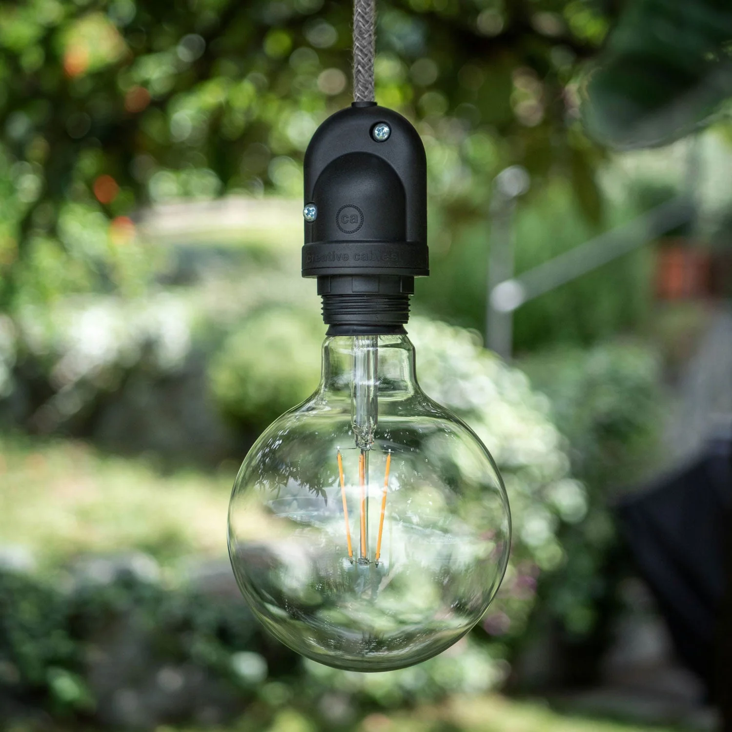 Modulair outdoor lampshade lamp with 1.5 m textile cord, ceiling canopy, and IP65 waterproof socket - Salmon - Image 2