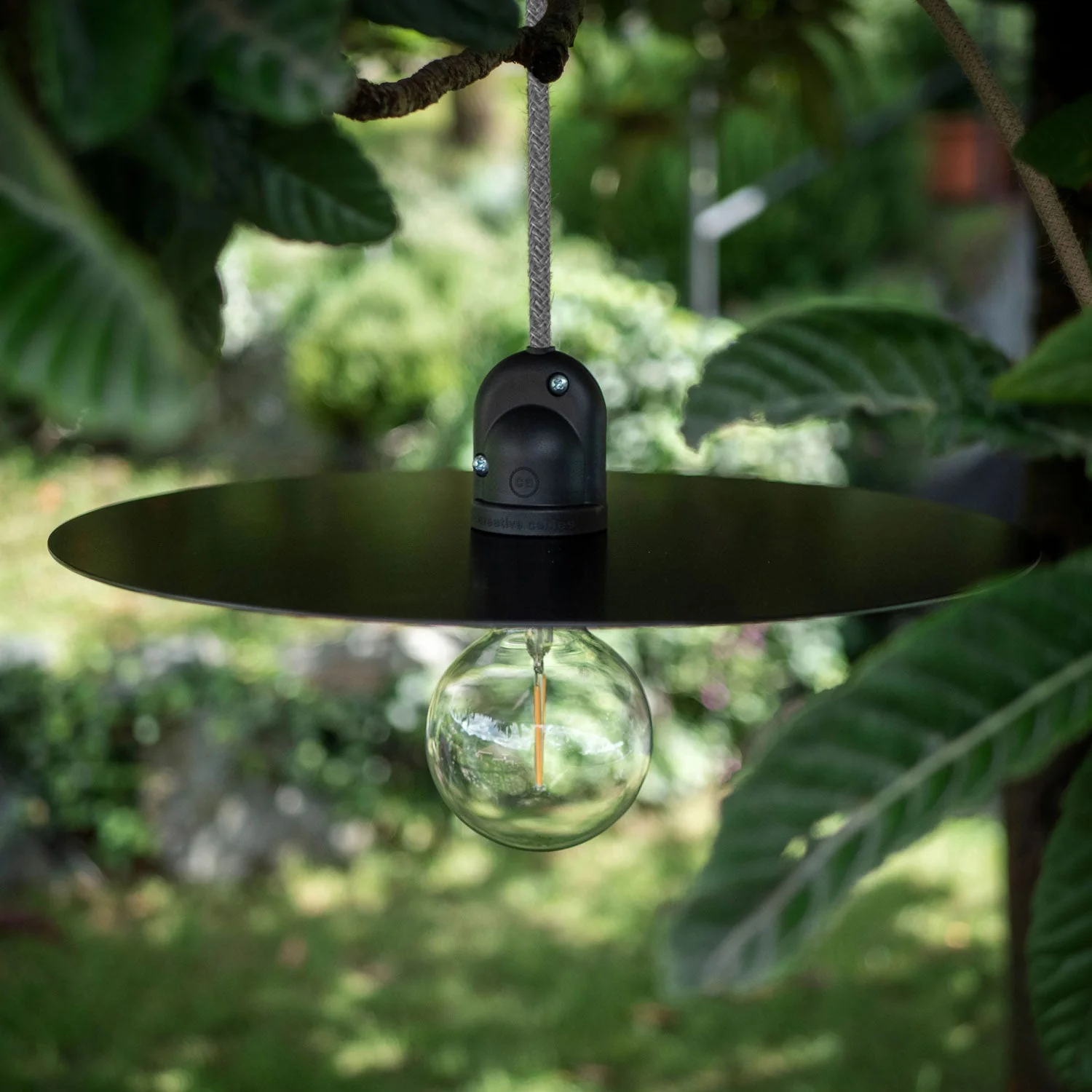 Modulair Outdoor lampshade lamp with 1.5 m textile cord, ceiling canopy, and IP65 waterproof socket - Powder blue - Image 3