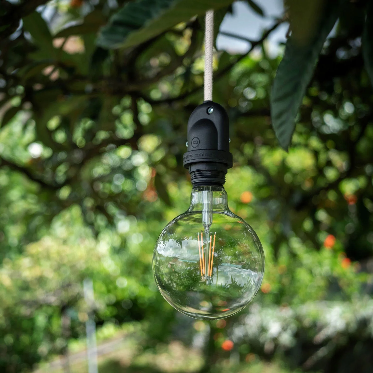 Modulair Outdoor lamp for lampshade with 5 m fabric cord, cable adjuster, ceiling canopy, and IP65 socket - Petrol - Image 2