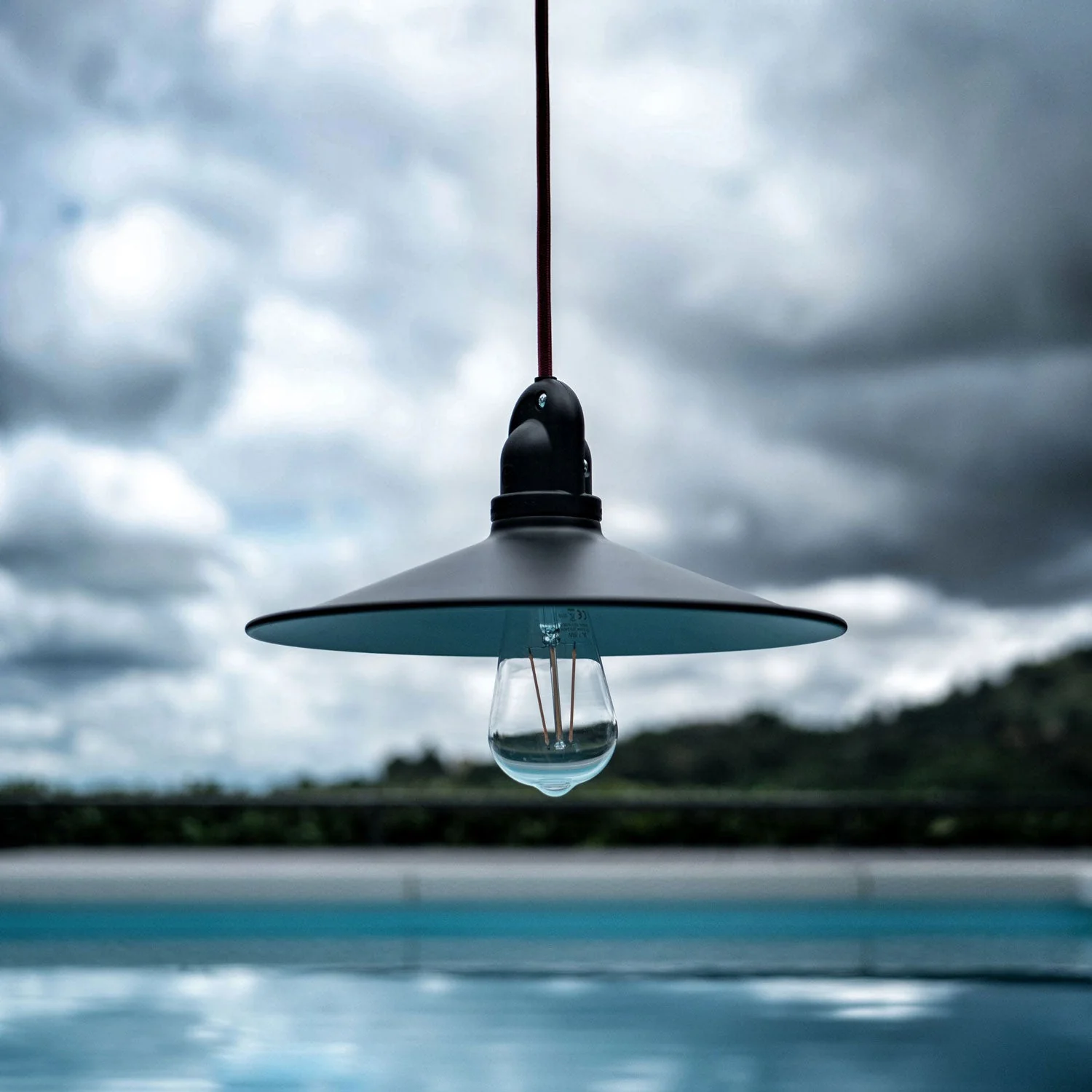 Modulair outdoor lamp for lampshade with 5 m fabric cord, cable straightener, ceiling canopy and IP65 socket - Graphite - Image 2