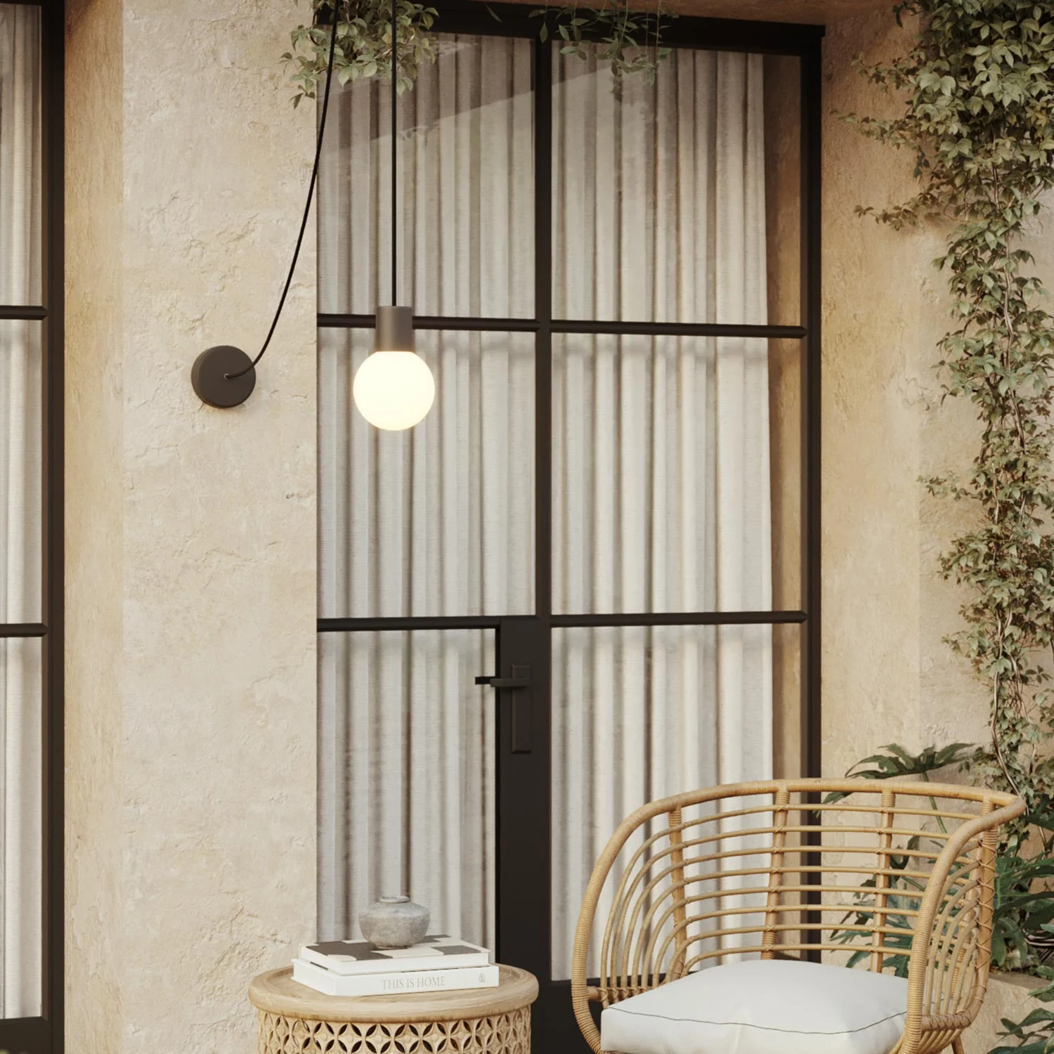 Modulair Outdoor Pendant Lamp, suitable for wet locations, with Unbreak-a-Ball unbreakable shade - Black - Image 2
