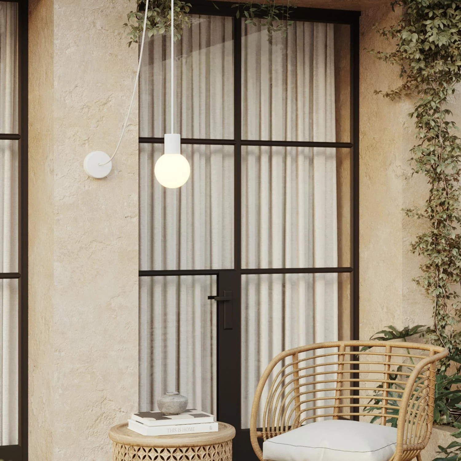 Modulair Outdoor Pendant Lamp, suitable for wet locations, with Unbreak-a-Ball unbreakable shade - White - Image 2