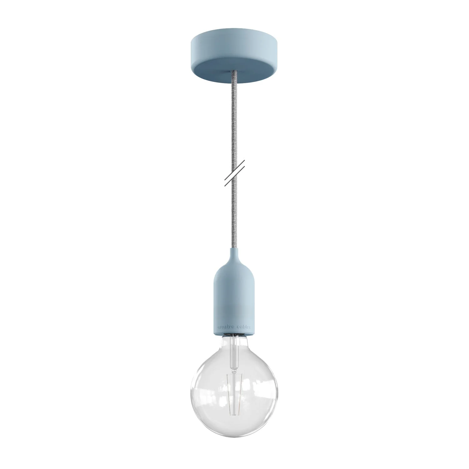 Modulair PASTEL Outdoor lamp with 1.5 m textile cord, ceiling canopy and silicone socket IP65 waterproof - Powder blue