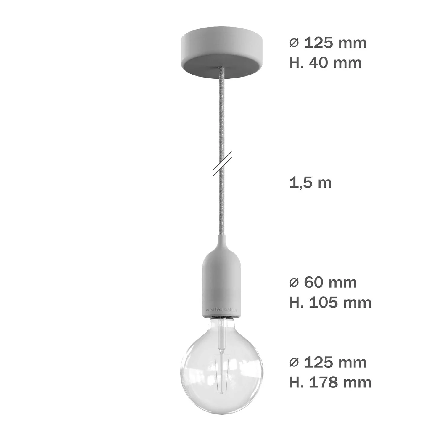 Modulair PASTEL Outdoor lamp with 1.5 m textile cord, ceiling canopy and silicone socket IP65 waterproof - Powder blue - Image 6