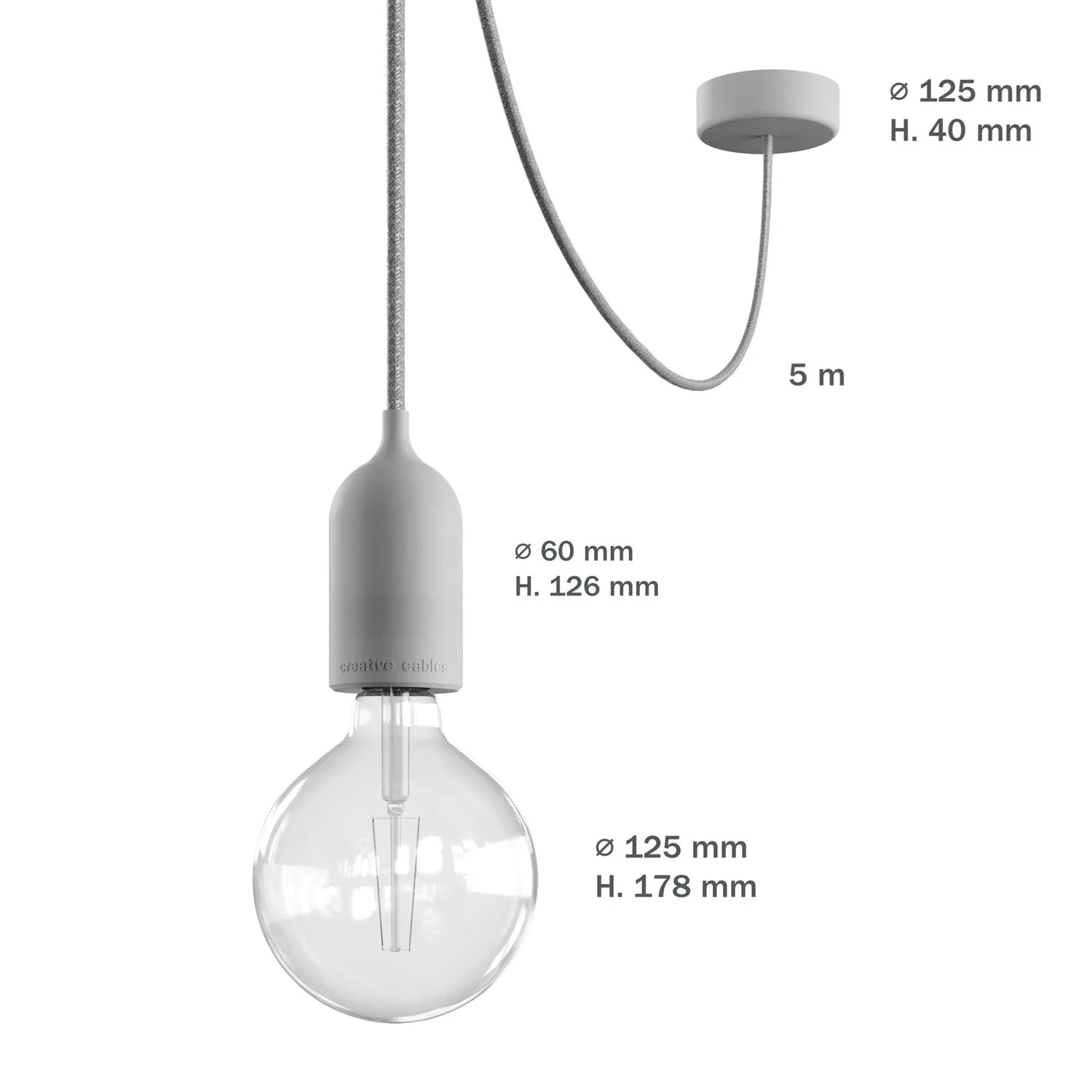 Modulair PASTEL Outdoor Lamp with 5 m cord, cable spreader, ceiling canopy, and IP65 waterproof socket - Powder blue - Image 6