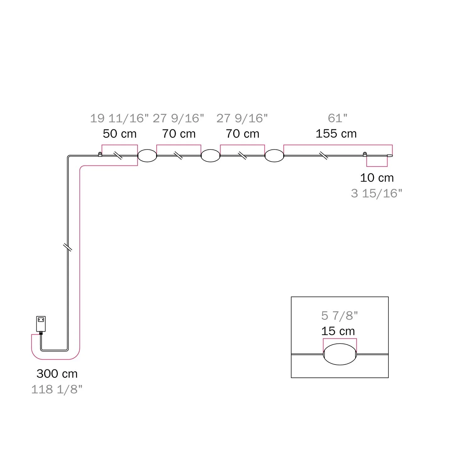 Outdoor 3-Light String Light for wet locations White Sand, power supply with US plug - Marina3 - Image 8