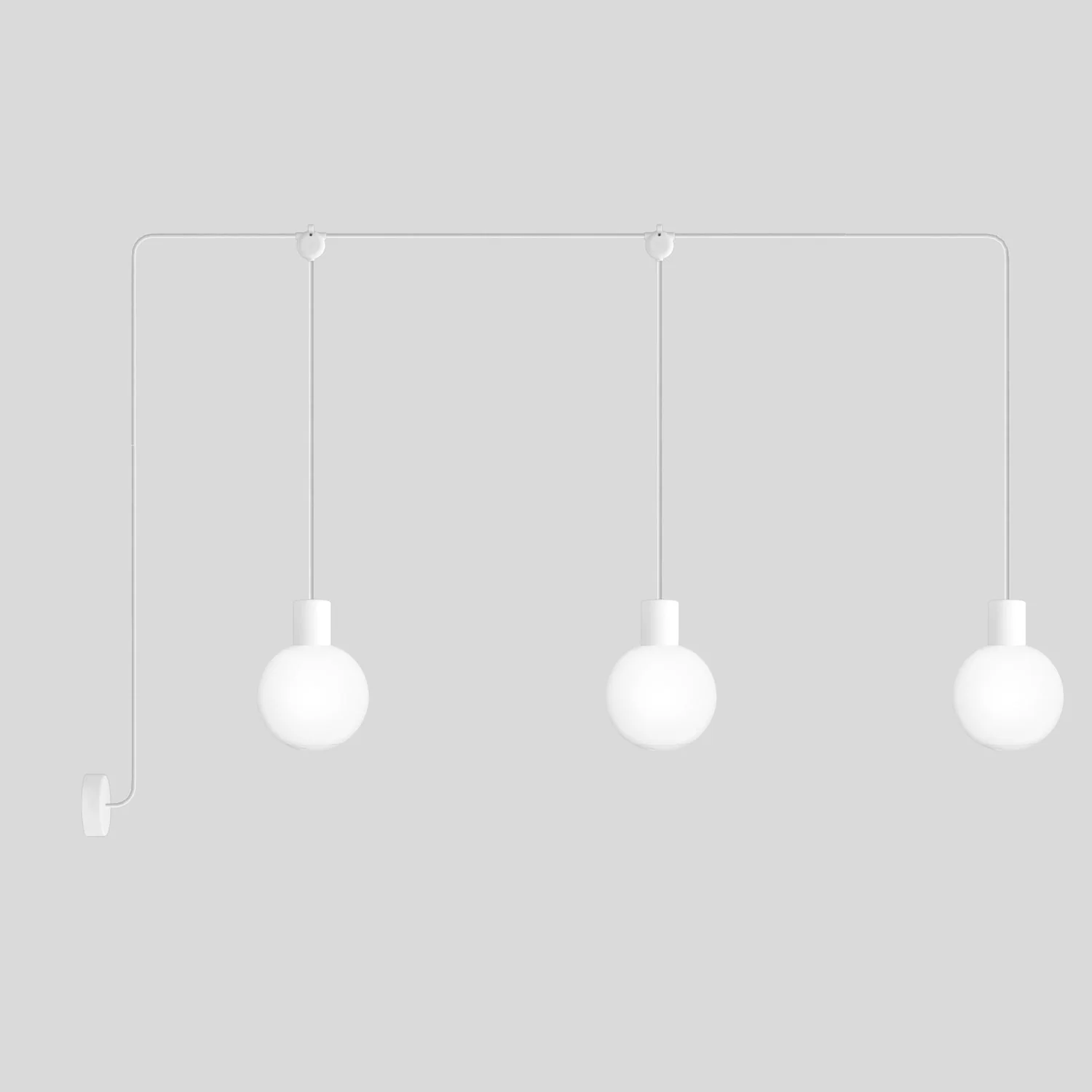 Modulair outdoor lamp IP65 with 3 drops and Unbreak-a-Ball unbreakable lampshades - White