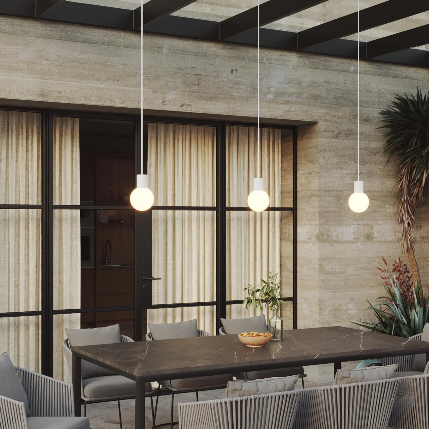Modulair outdoor lamp IP65 with 3 drops and Unbreak-a-Ball unbreakable lampshades - White - Image 2