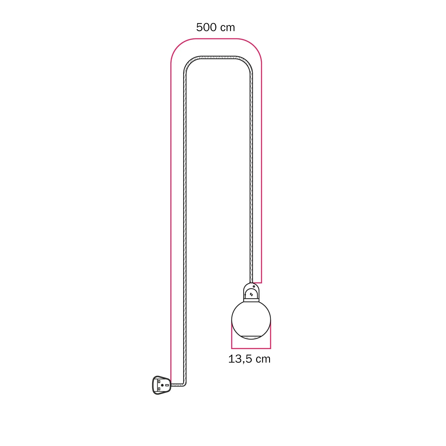 Outdoor Modulair IP65 lamp with UK plug, Unbreak-a-Ball unbreakable lampshade and SX08 cord - Image 5