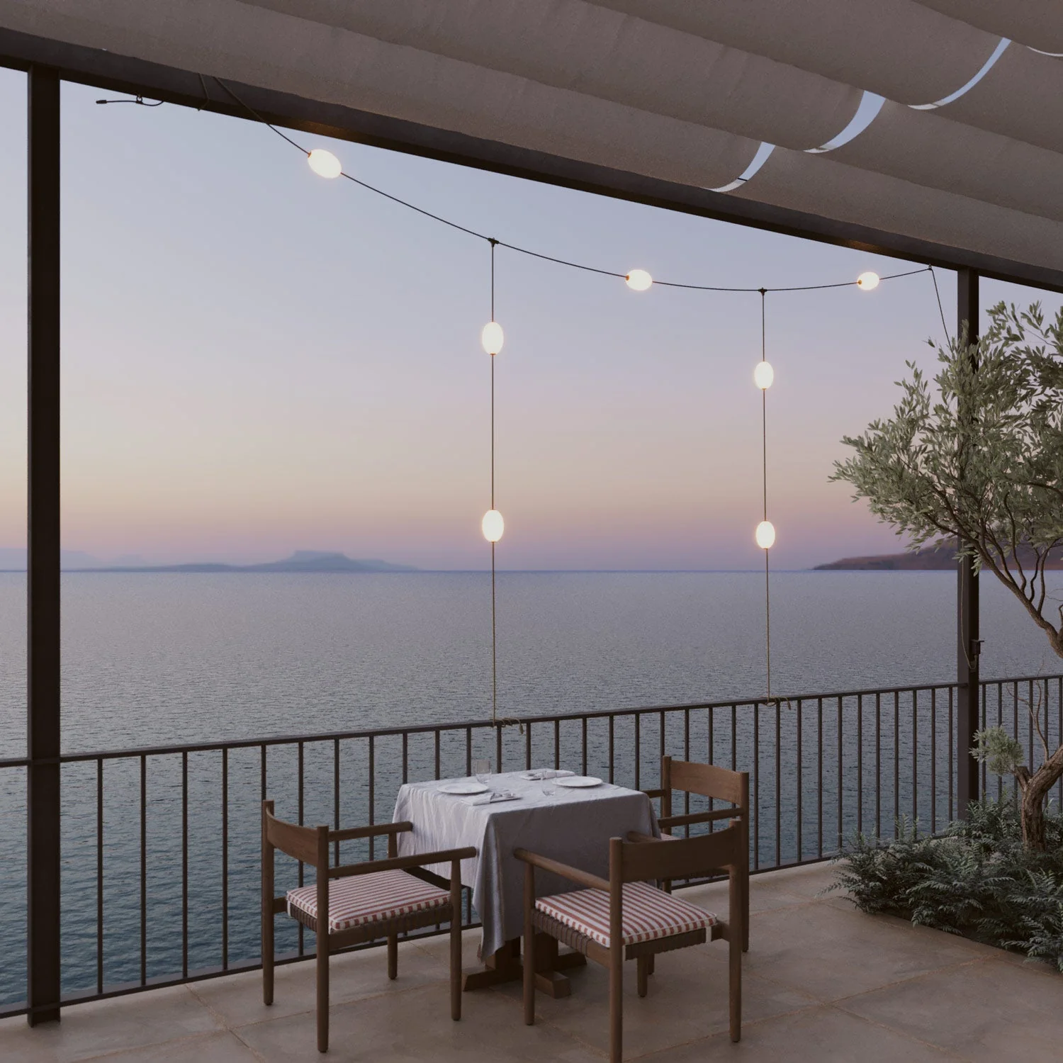 Outdoor Net String Light 7-Light for wet locations Olive Green, power supply with US plug - Marina GRID - Image 2