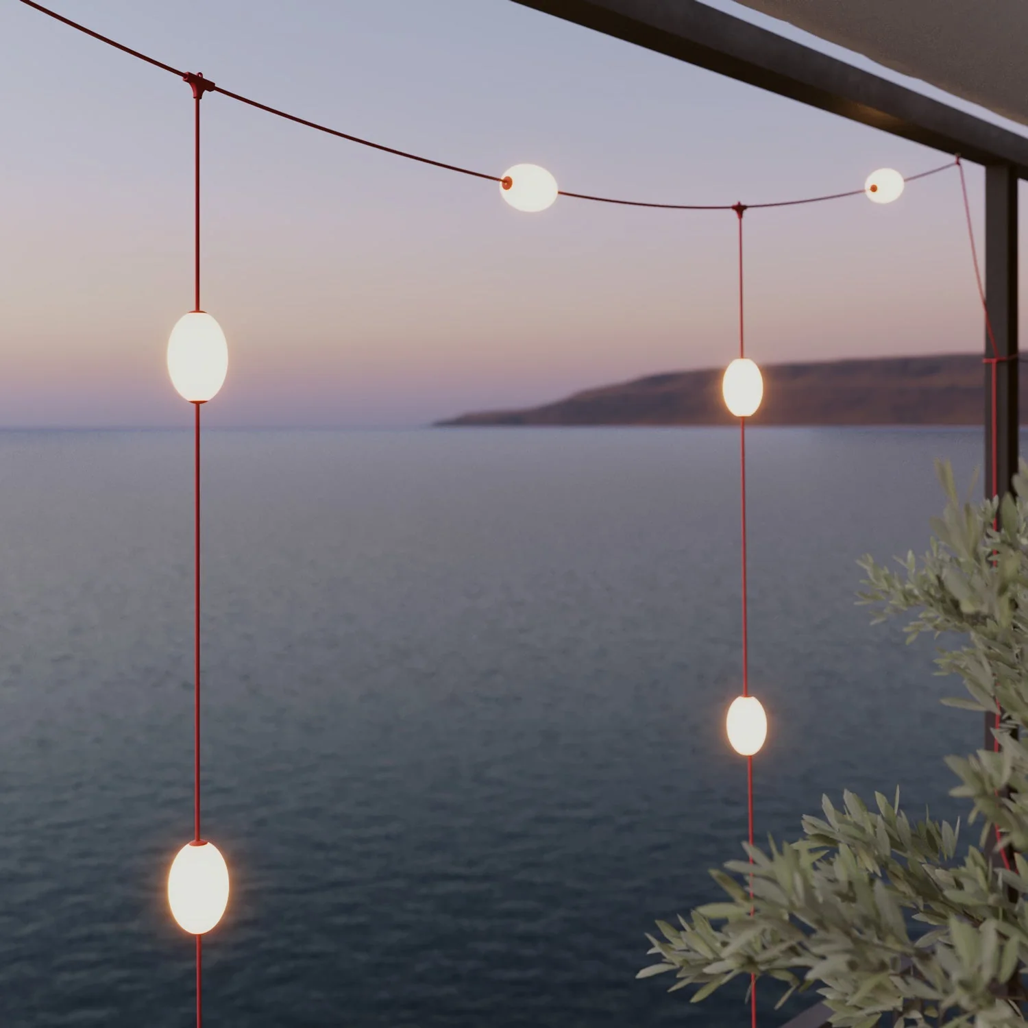 Outdoor Net String Light with 7 Lights for wet locations, Starfish Red, power supply with US plug - Marina GRID - Image 3