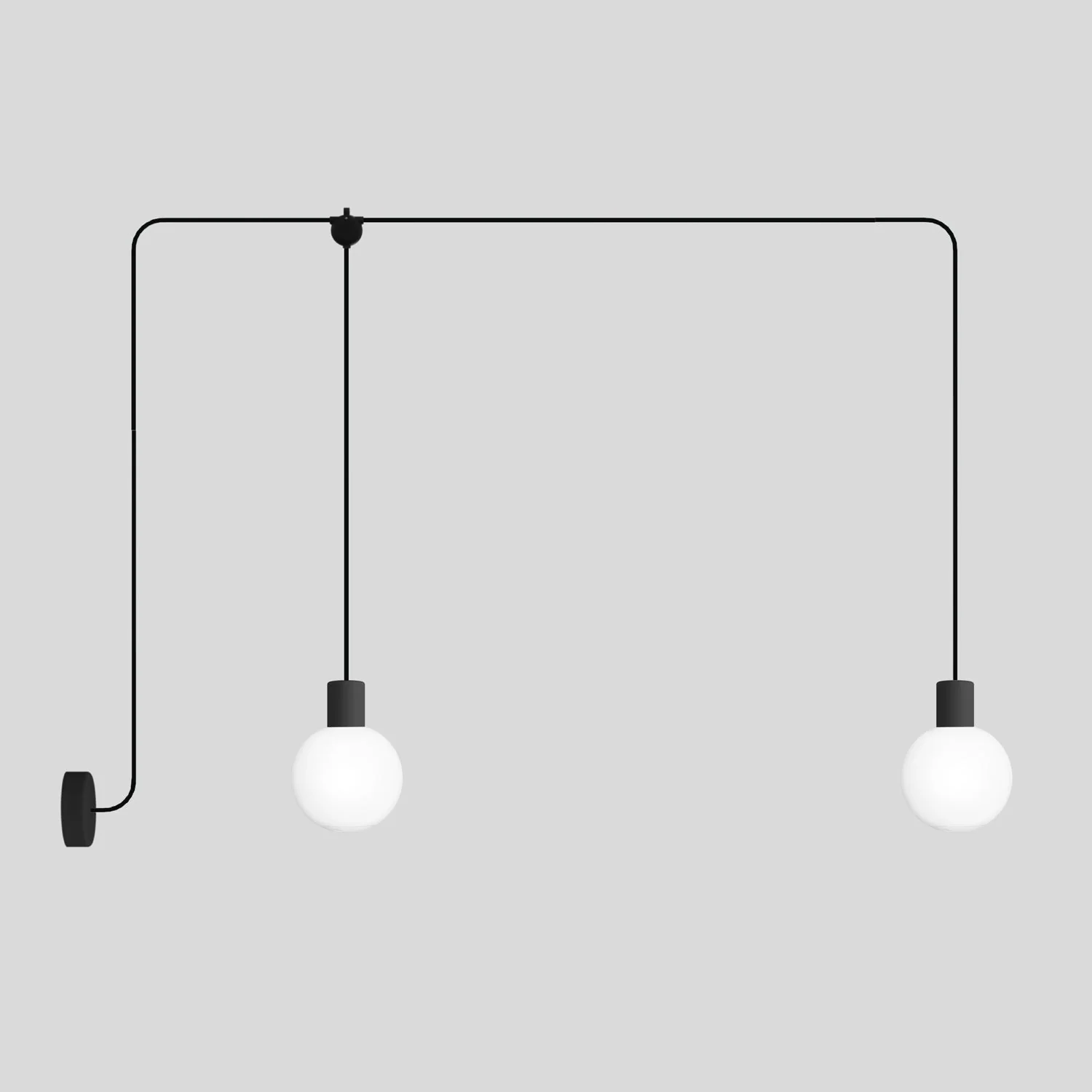 Modulair IP65 outdoor pendant lamp with 2 drops and unbreakable Unbreak-a-Ball lampshades - Black